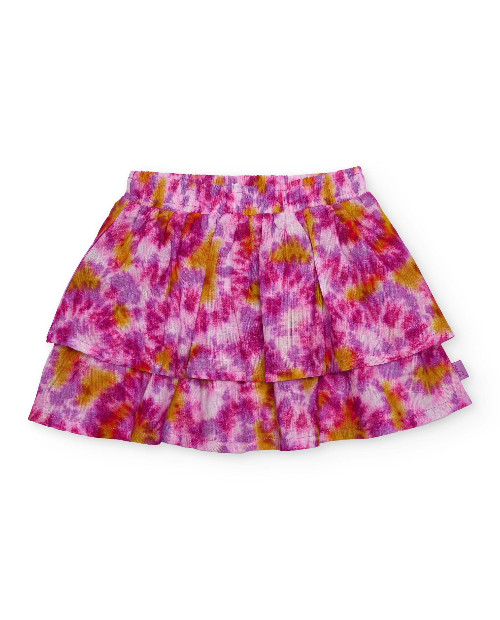 Saia Infantil de Plana com Estampado Tie-dye Fúcsia-2