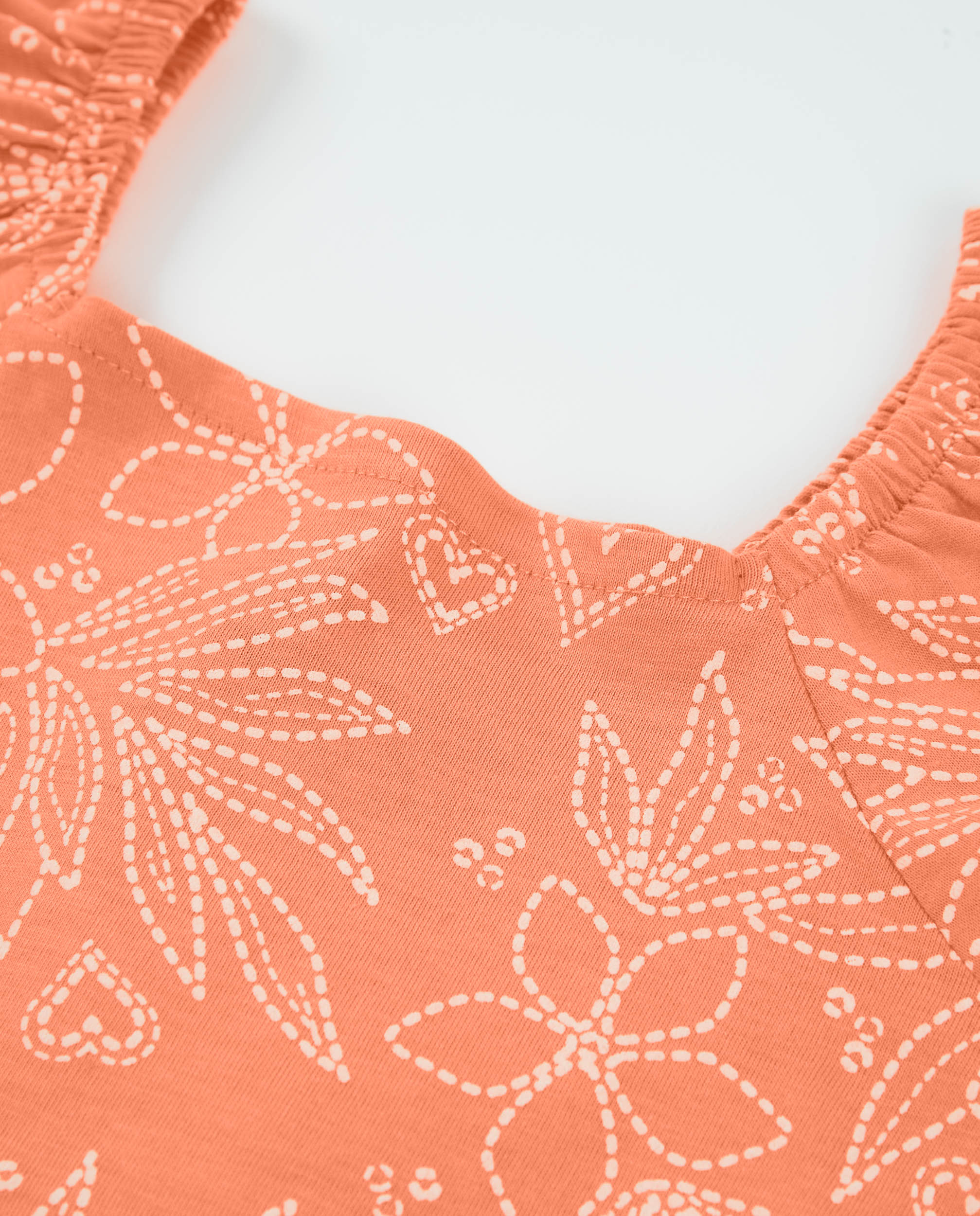 T-shirt Infantil de Malha com Decote Quadrado Laranja-3