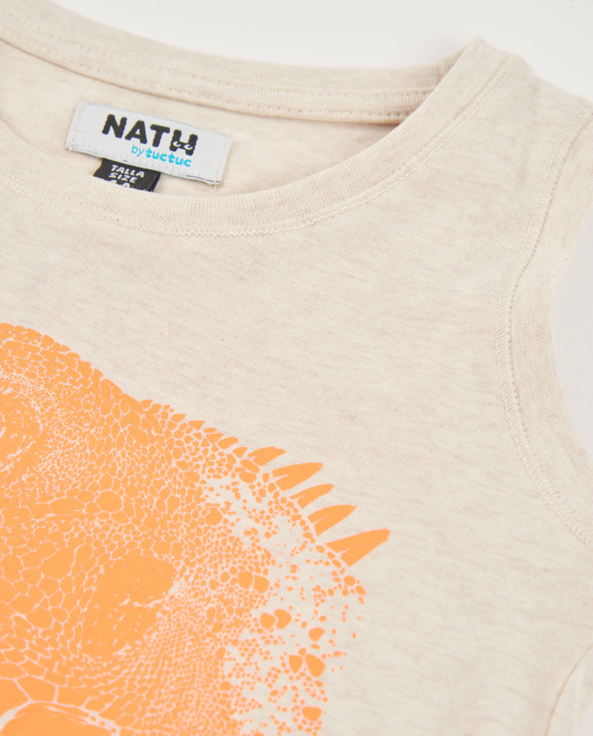 T-shirt Infantil de Malha com Estampado de Réptil Cru-3