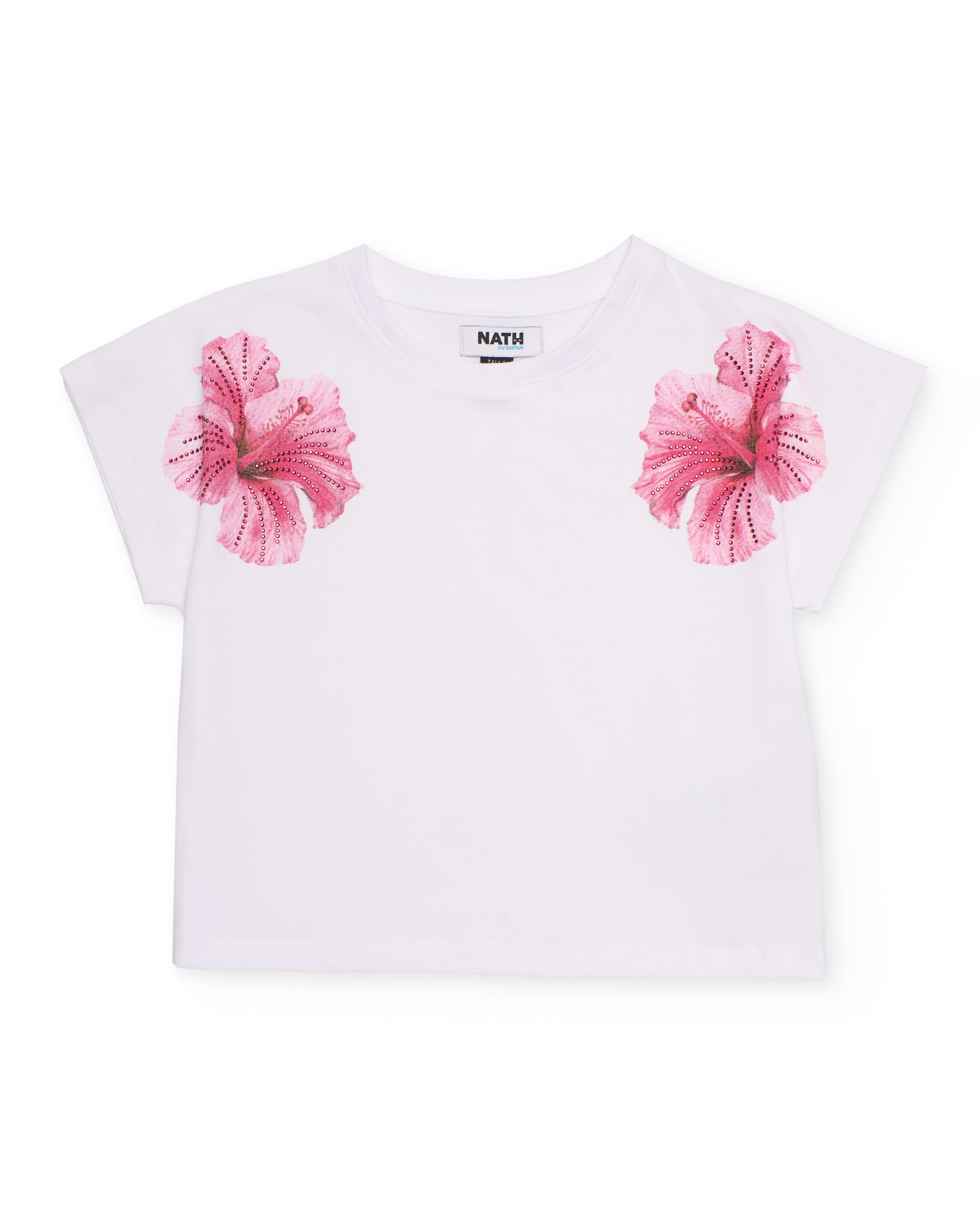 T-shirt Infantil de Malha com Flores Decorativas Tuc tuc Branco-2