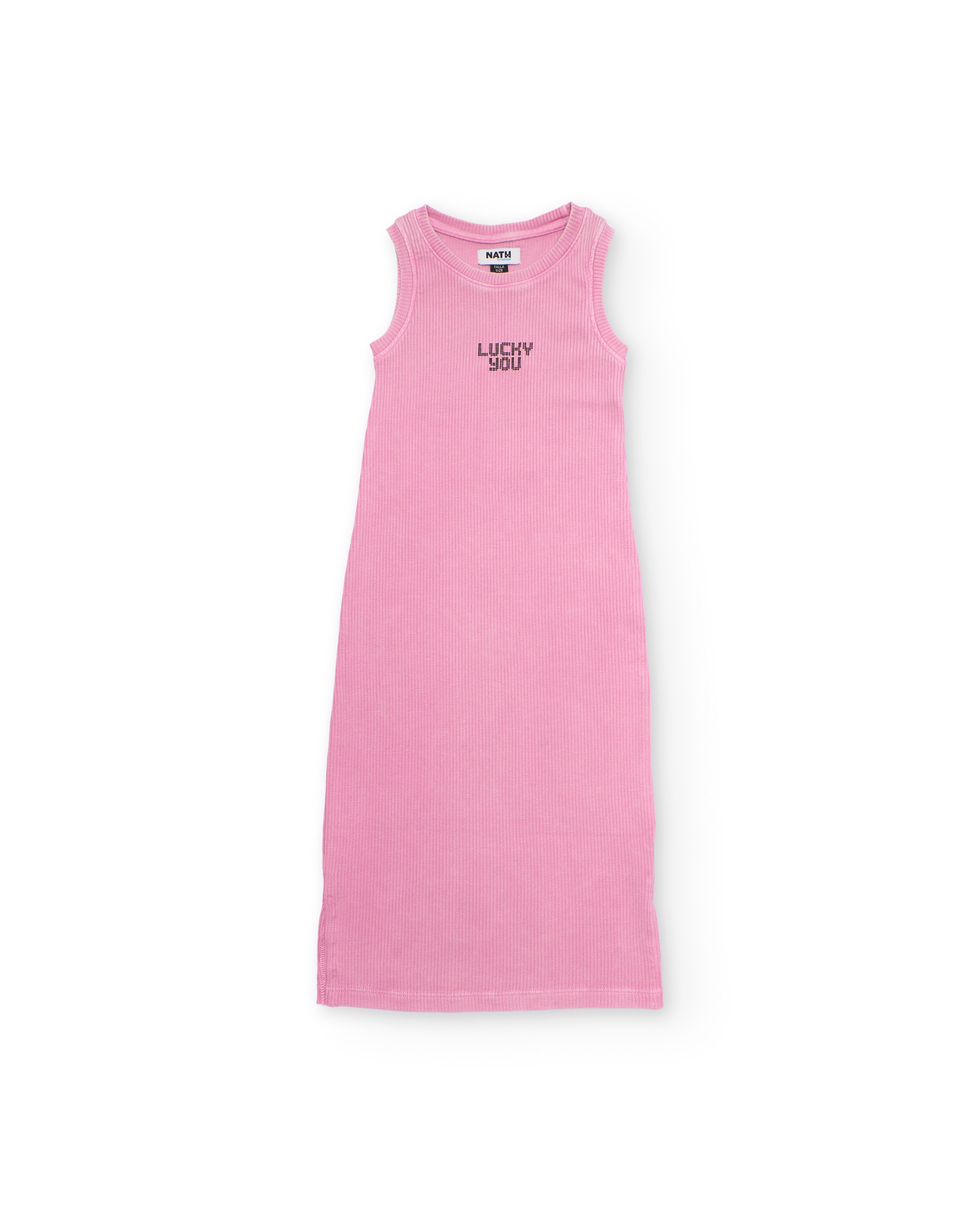 Vestido Infantil de Malha e Tecido Canelado Elástico Tuc tuc Rosa-2