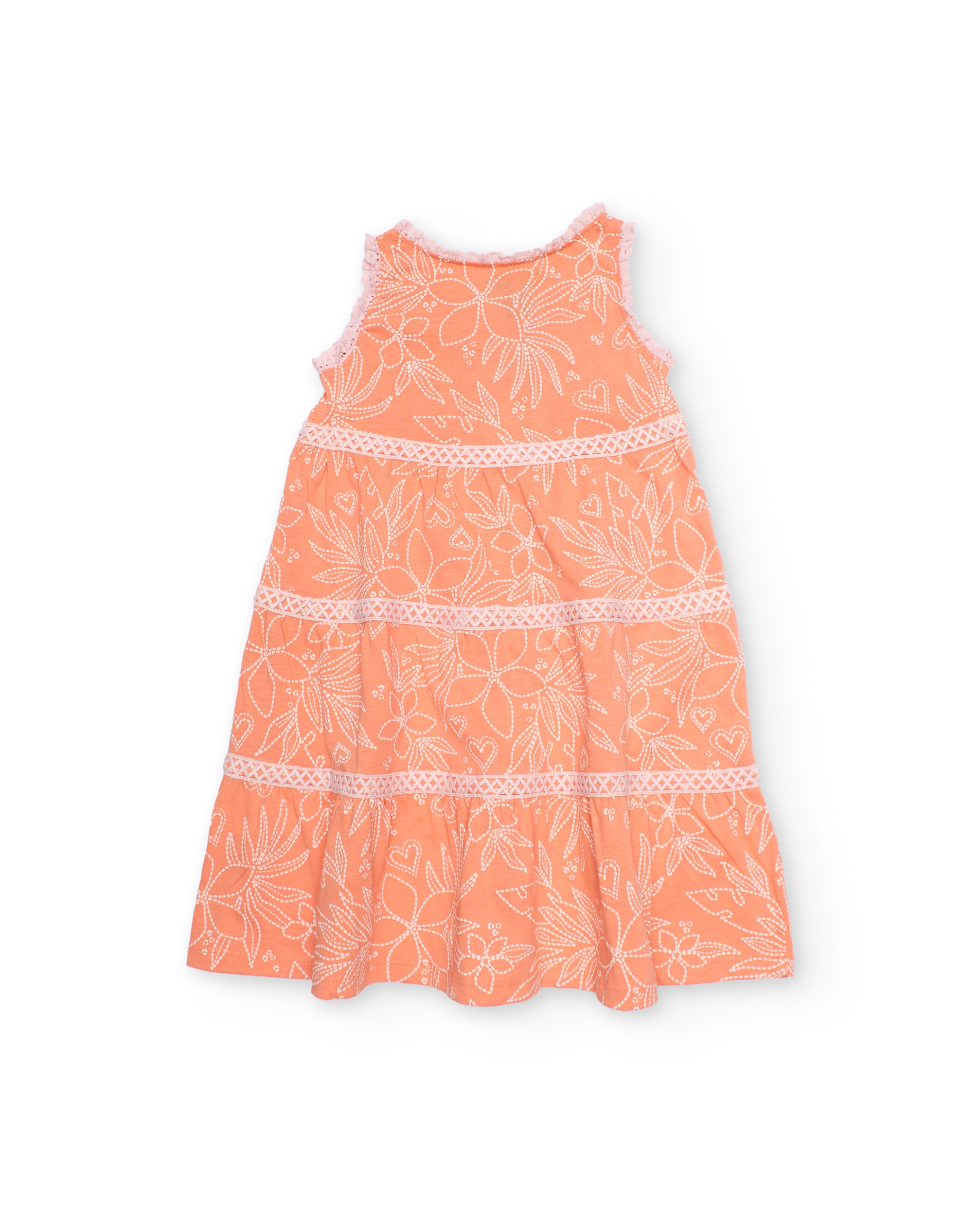Vestido Infantil de Malha com Franjas Decorativas Laranja-2