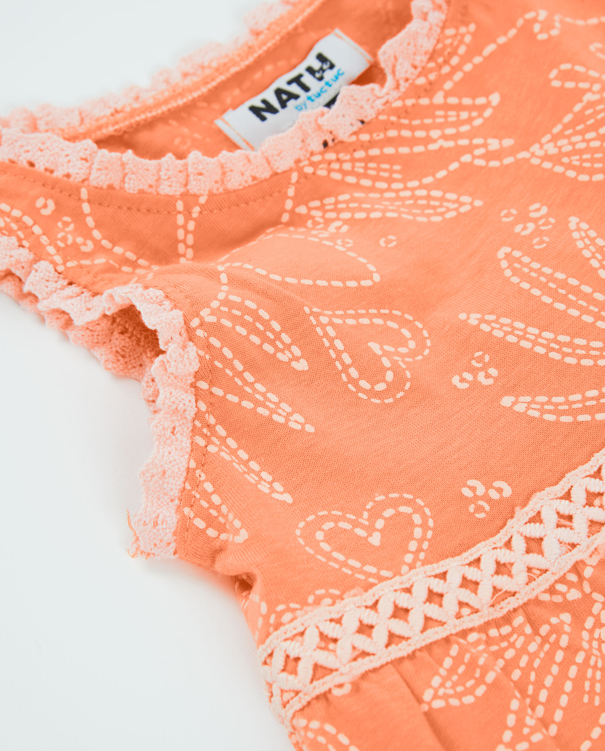 Vestido Infantil de Malha com Franjas Decorativas Laranja-3