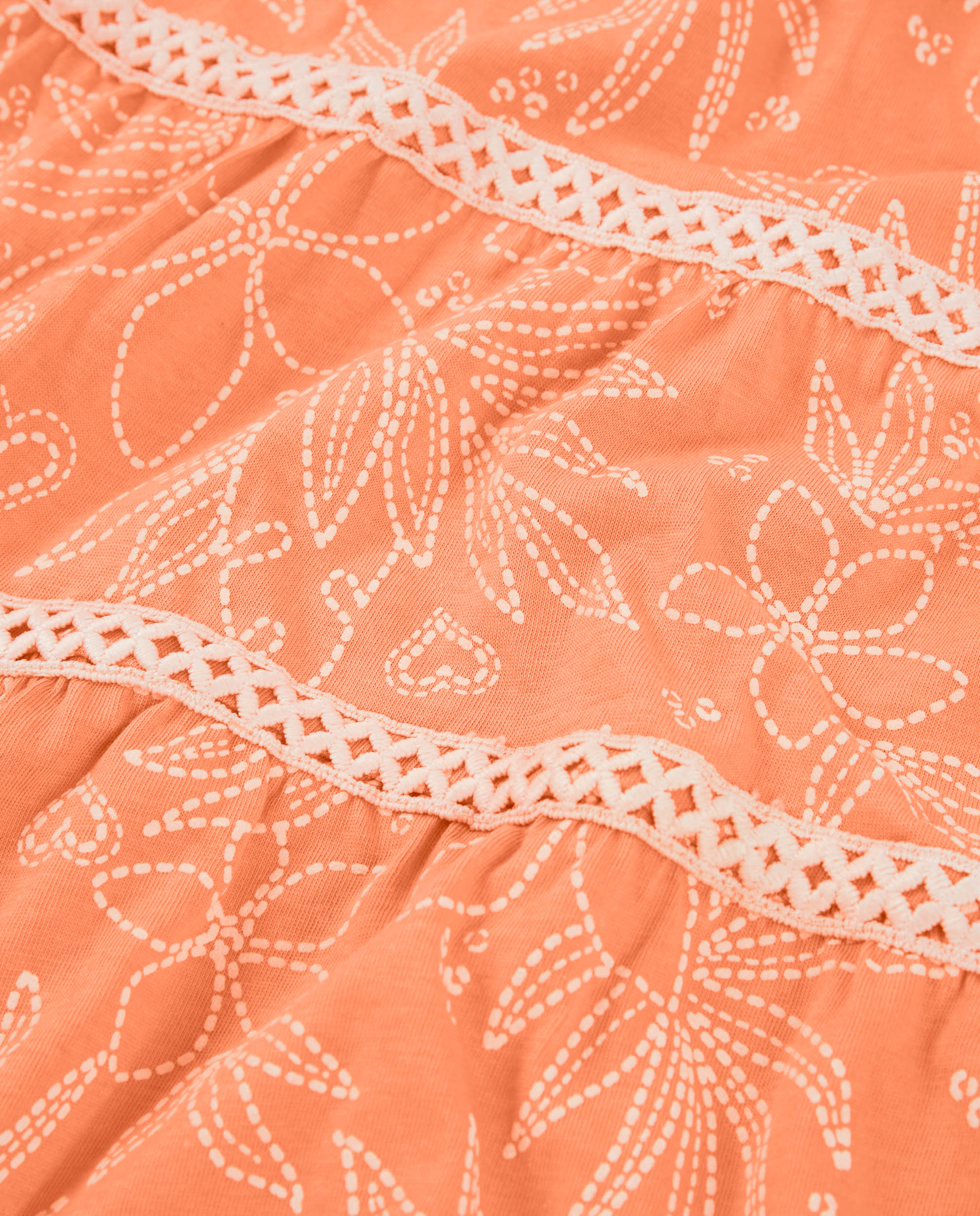 Vestido Infantil de Malha com Franjas Decorativas Laranja-4
