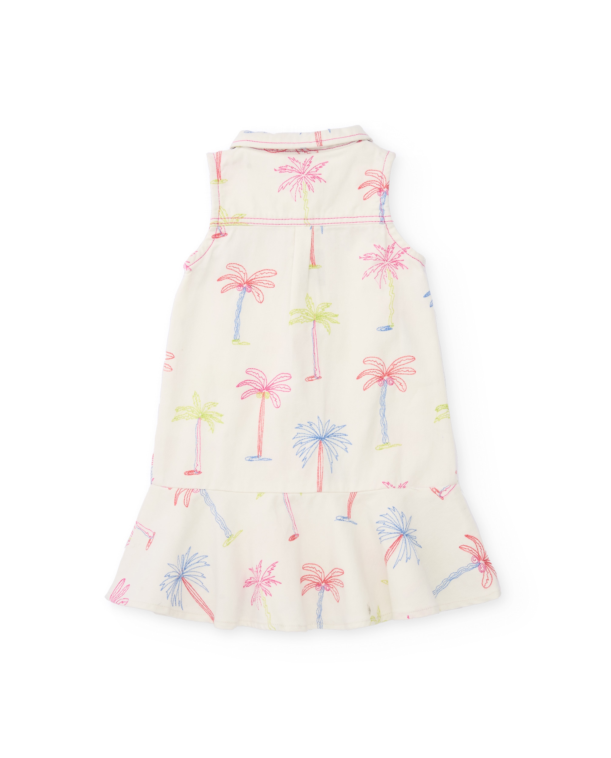 Vestido Infantil de Plana e Estampado de Palmeiras Branco-3