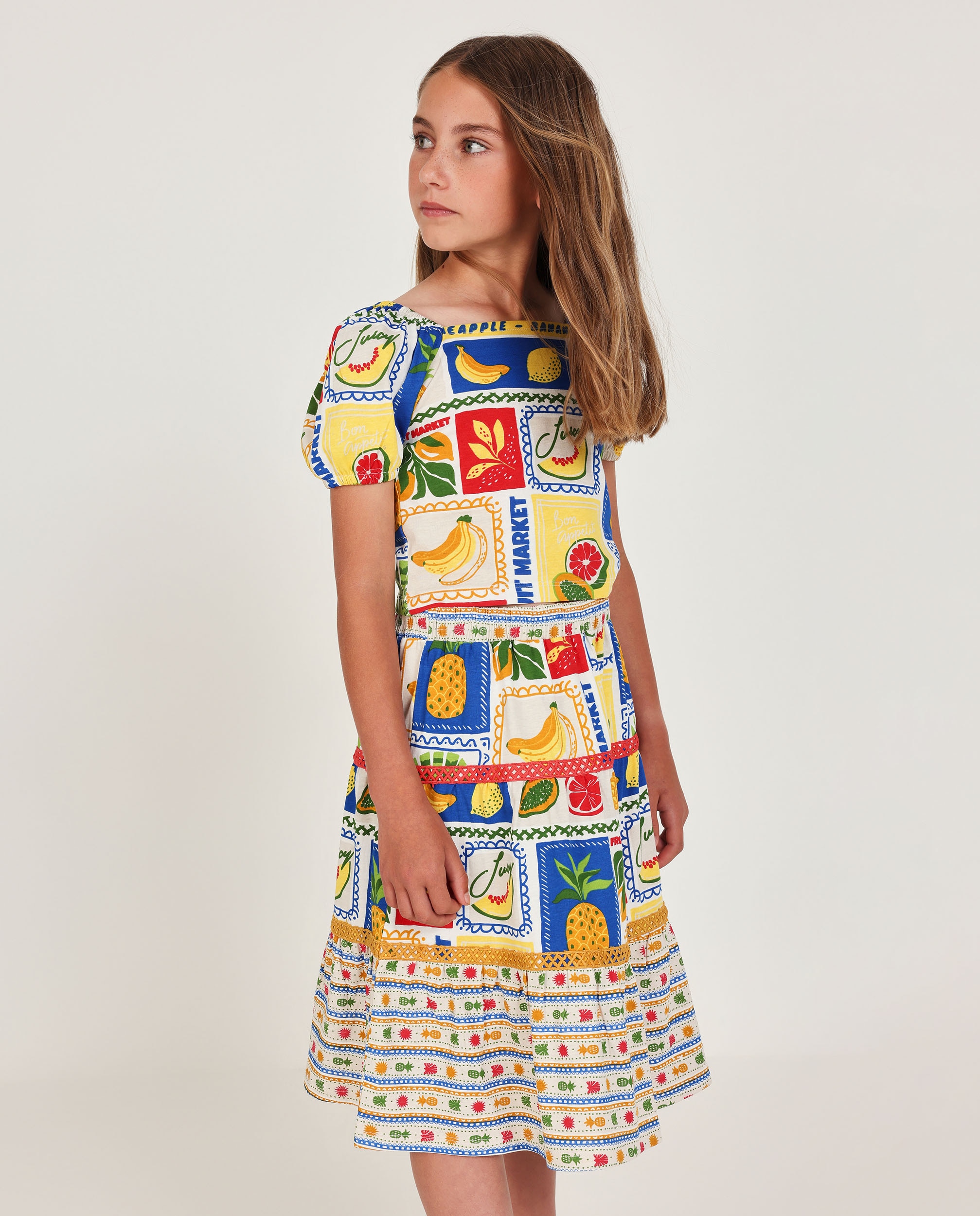 Saia Infantil de Malha com Tiras Decorativas Tuc tuc Bege-1