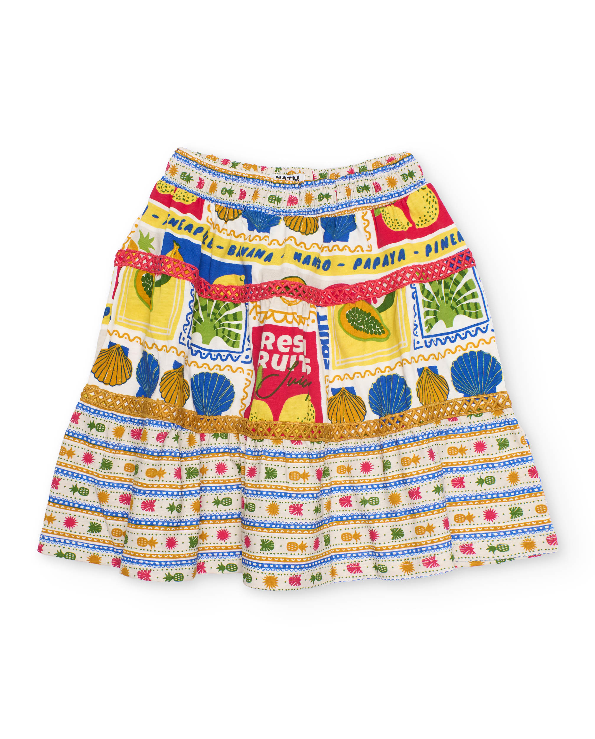 Saia Infantil de Malha com Tiras Decorativas Tuc tuc Bege-2