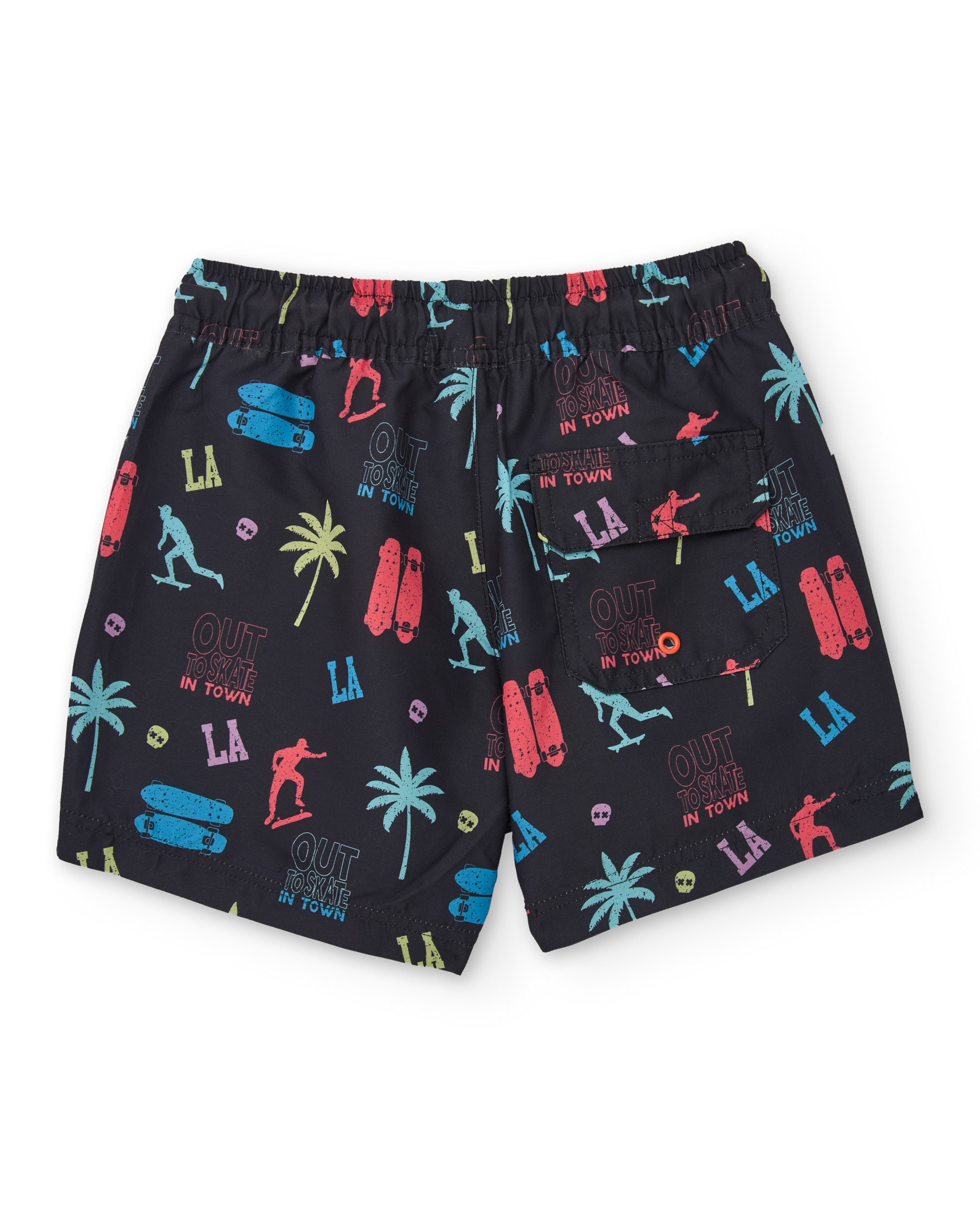 Fato de Banho Infantil de Plana com Motivos de Skate Preto-2