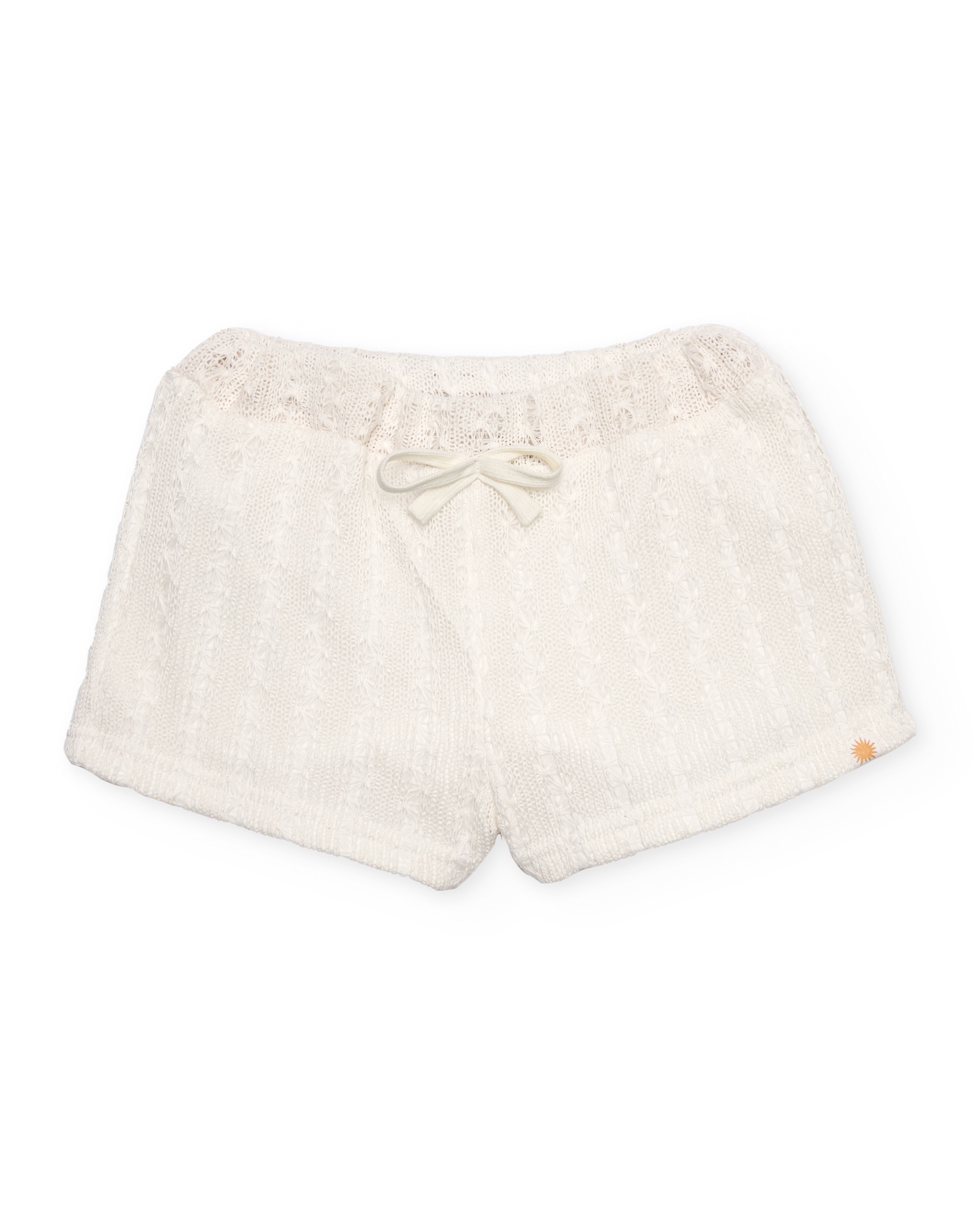 Calções de Malha e Tecido Perfurado Branco-1