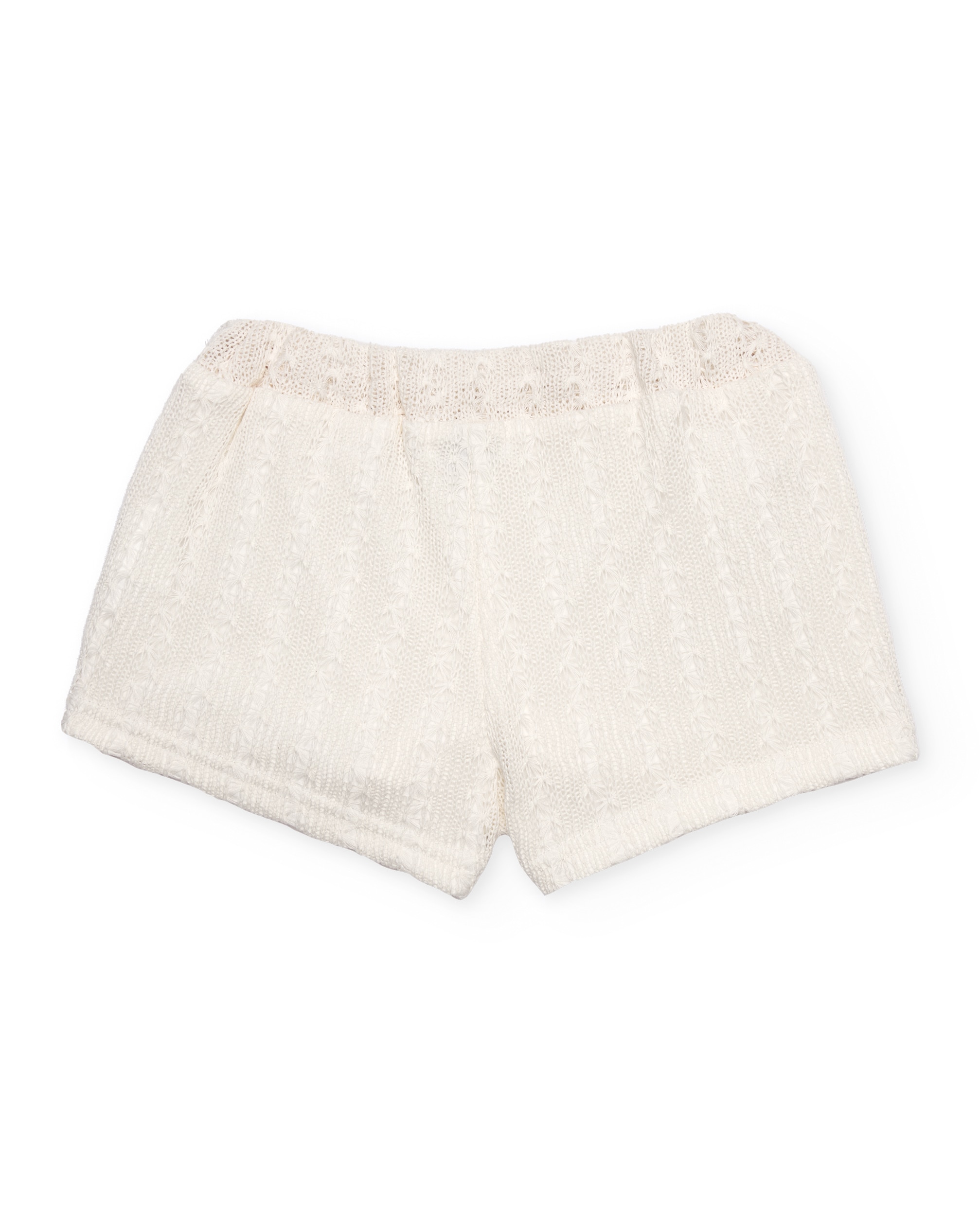Calções de Malha e Tecido Perfurado Branco-2