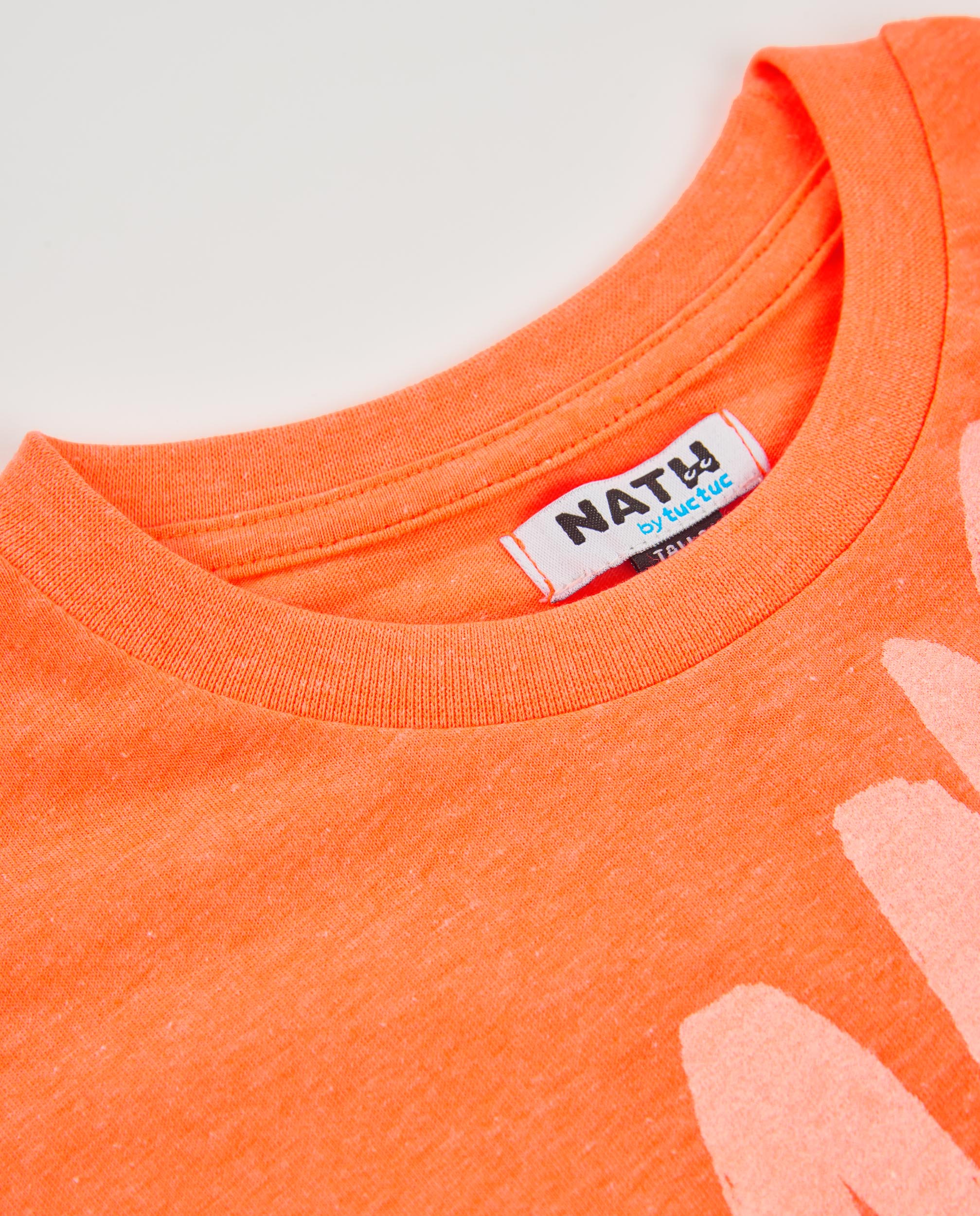 T-shirt Infantil de Malha com Grande Estampado Frontal Tuc tuc Laranja-3
