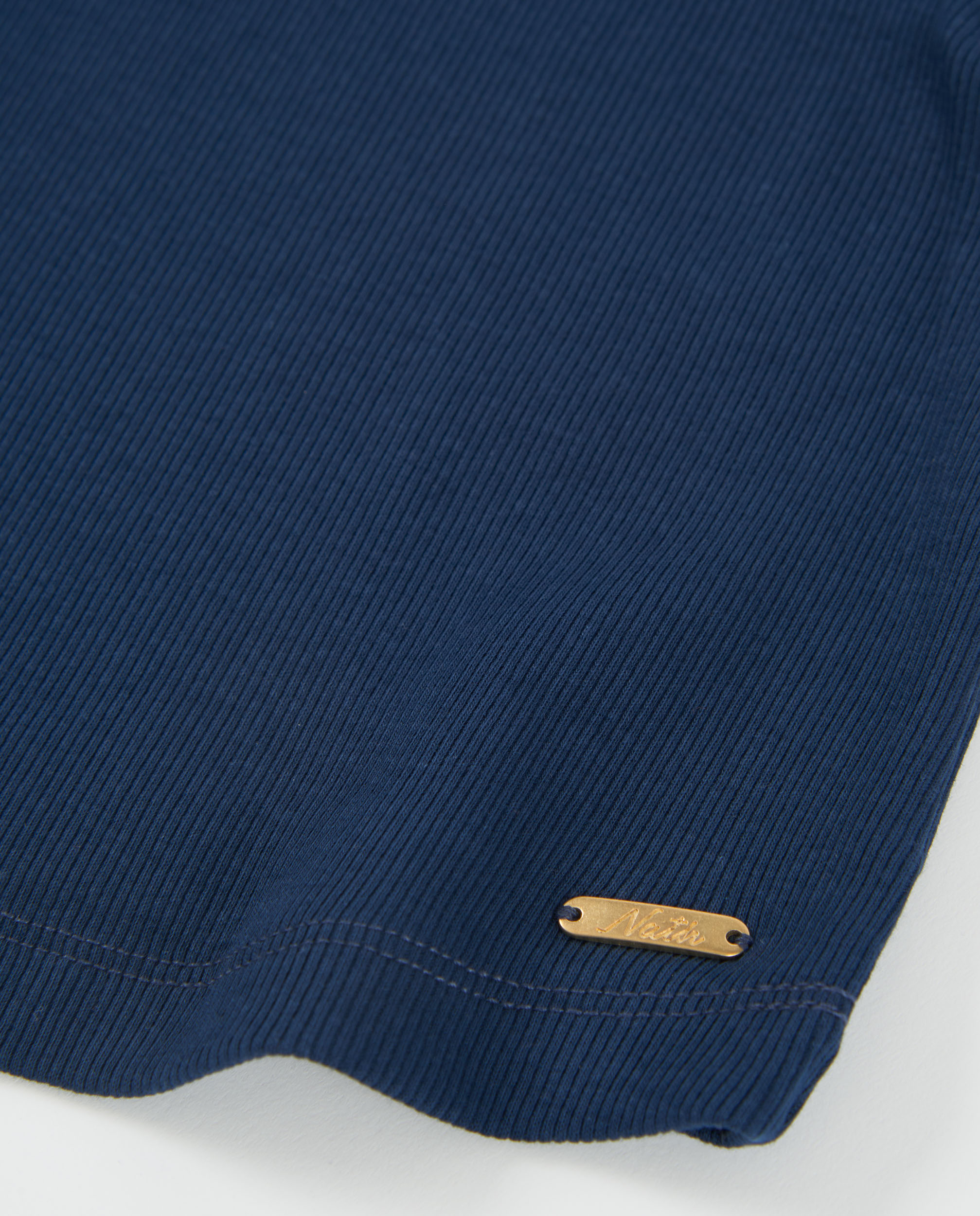 T-shirt Infantil de Malha com Tecido Canelado Azul-marinho-4