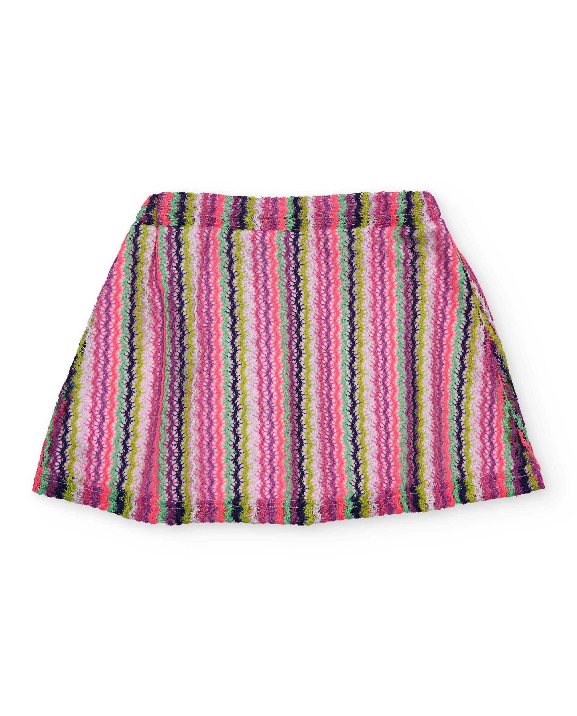 Saia Infantil de Malha com Riscas Onduladas Rosa-2