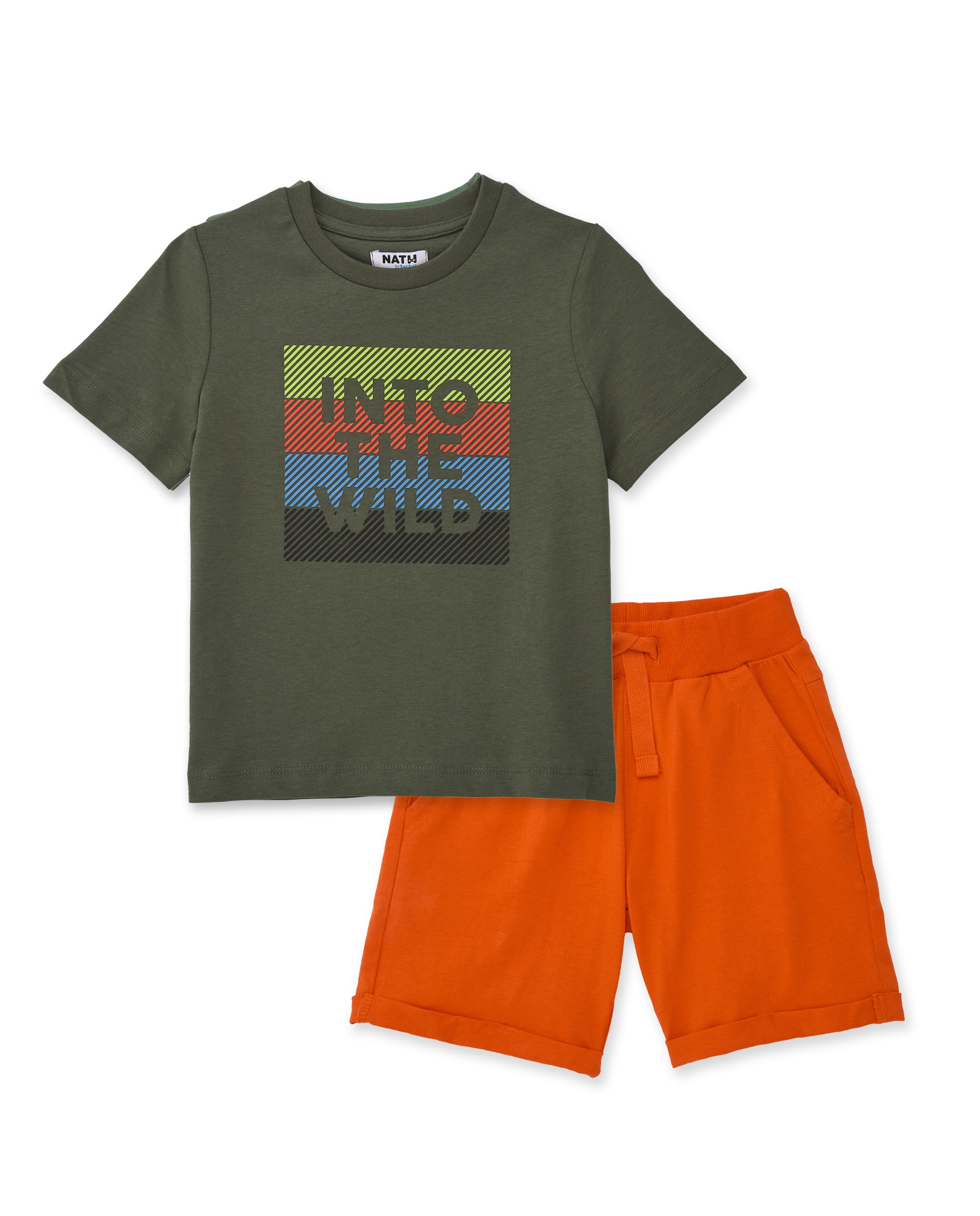 Conjunto Infantil de Malha com Mensagem Gráfica Tuc tuc Verde-militar-1