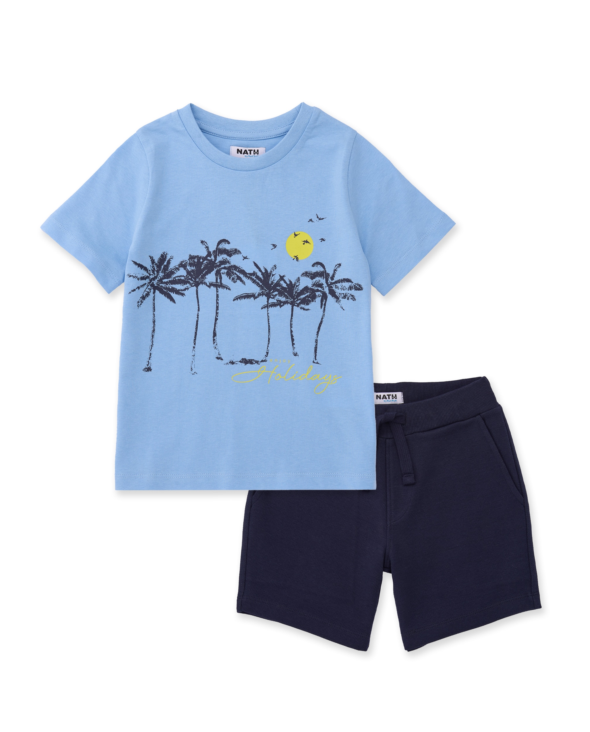 Conjunto Infantil de Malha com Estampado Tropical Tuc tuc Azul-claro-1