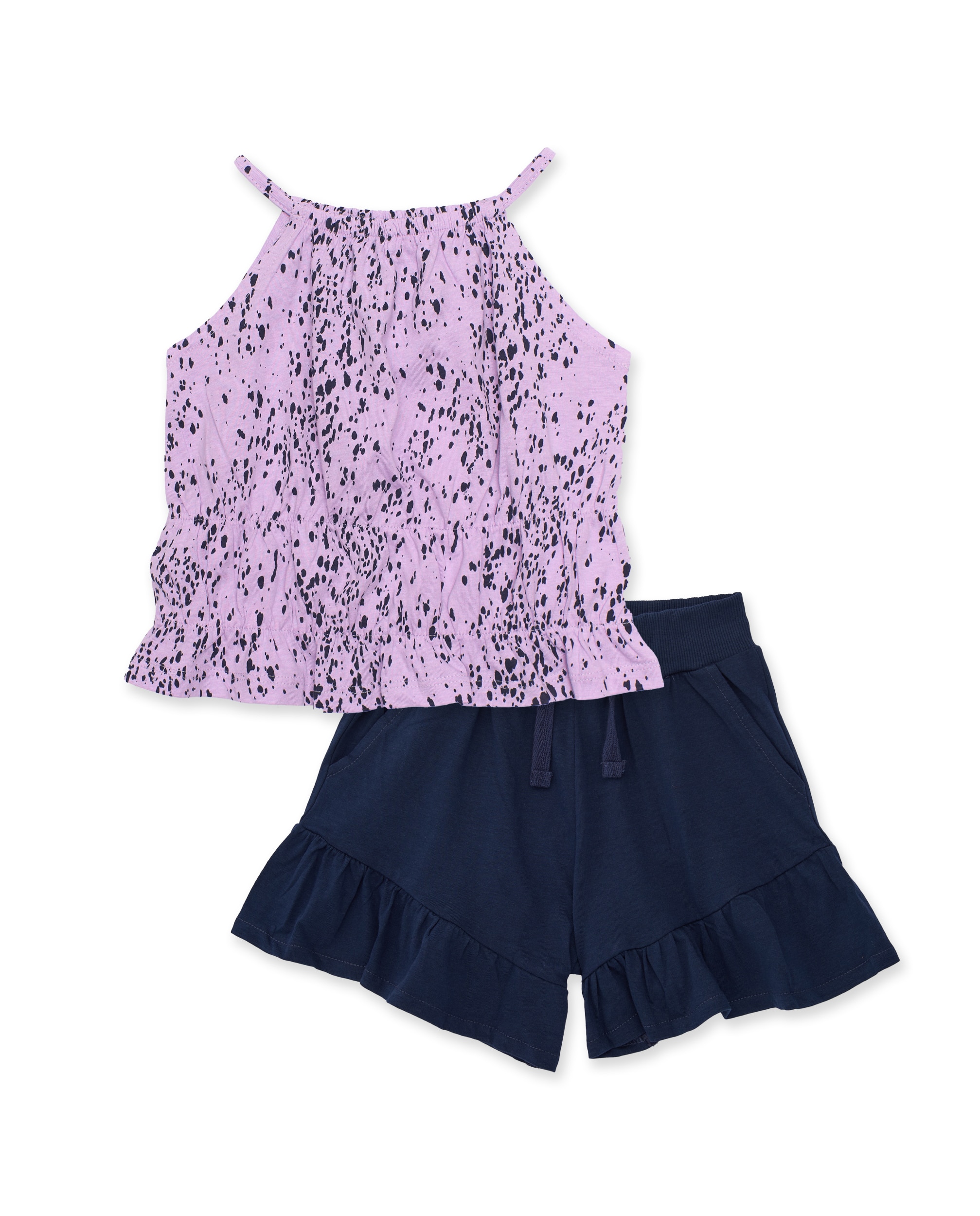 Conjunto Infantil de Malha com Estampado Moteado Tuc tuc Lilás-1