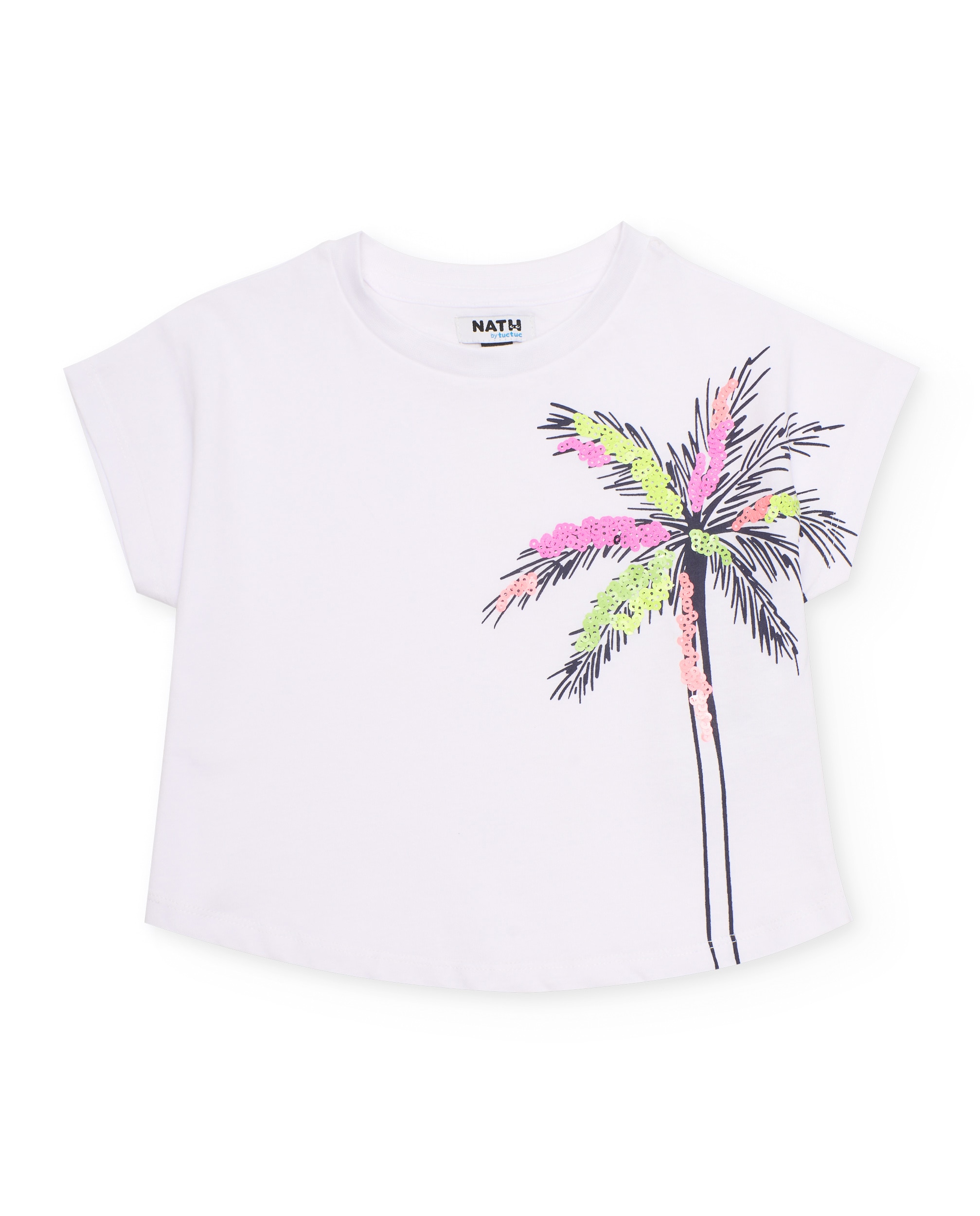 Conjunto Infantil de Malha com Palmeira na Lateral Branco-2