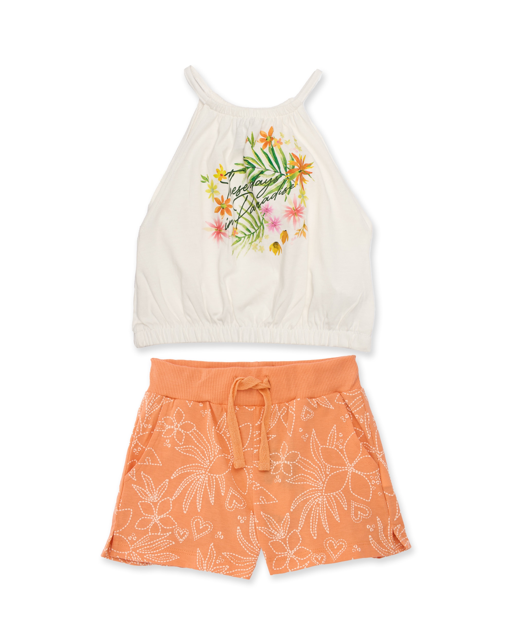 Conjunto Infantil de Malha com Estampado Tropical Tuc tuc Branco-1