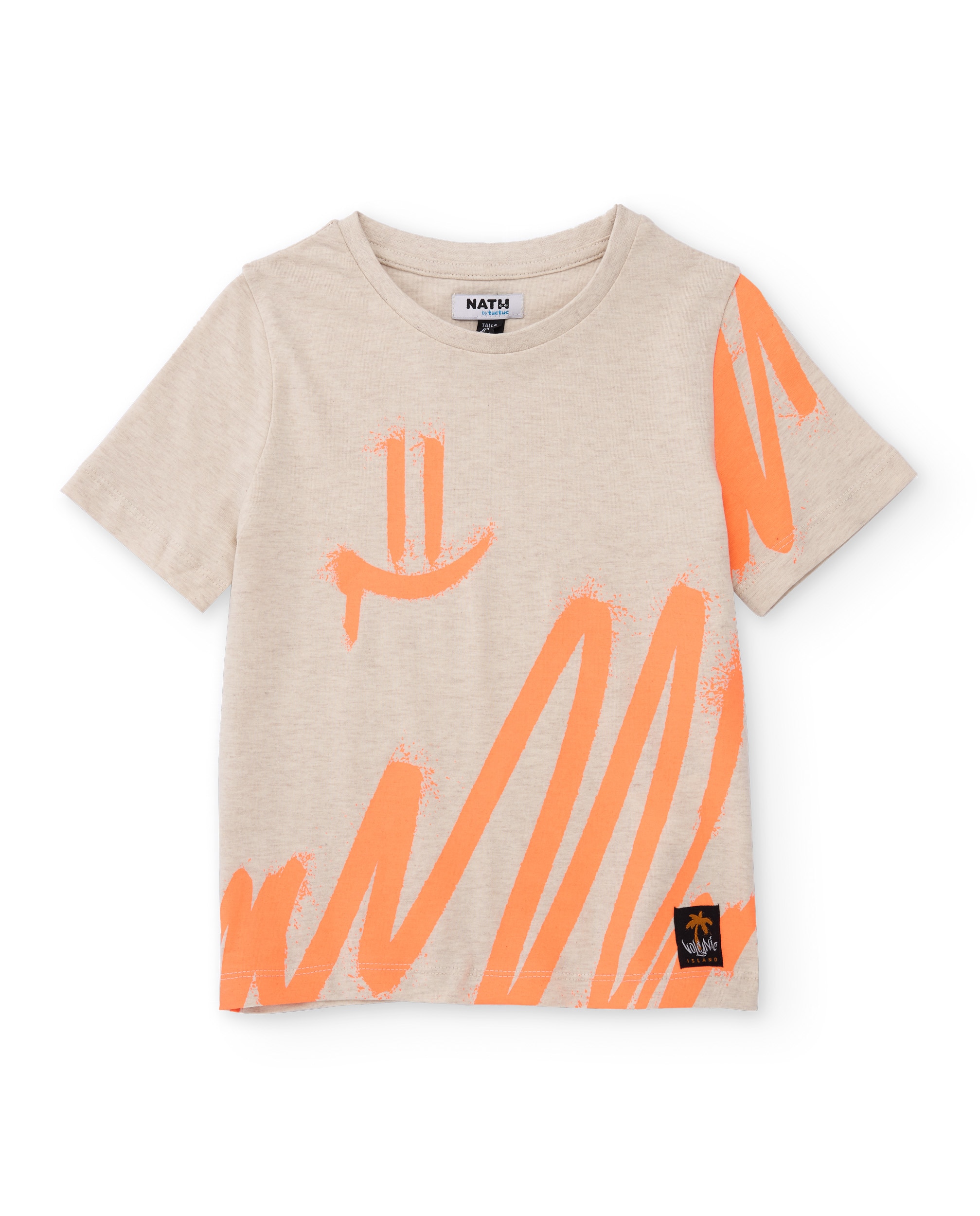 Conjunto Infantil de Malha com Estampado Artístico Bege-2