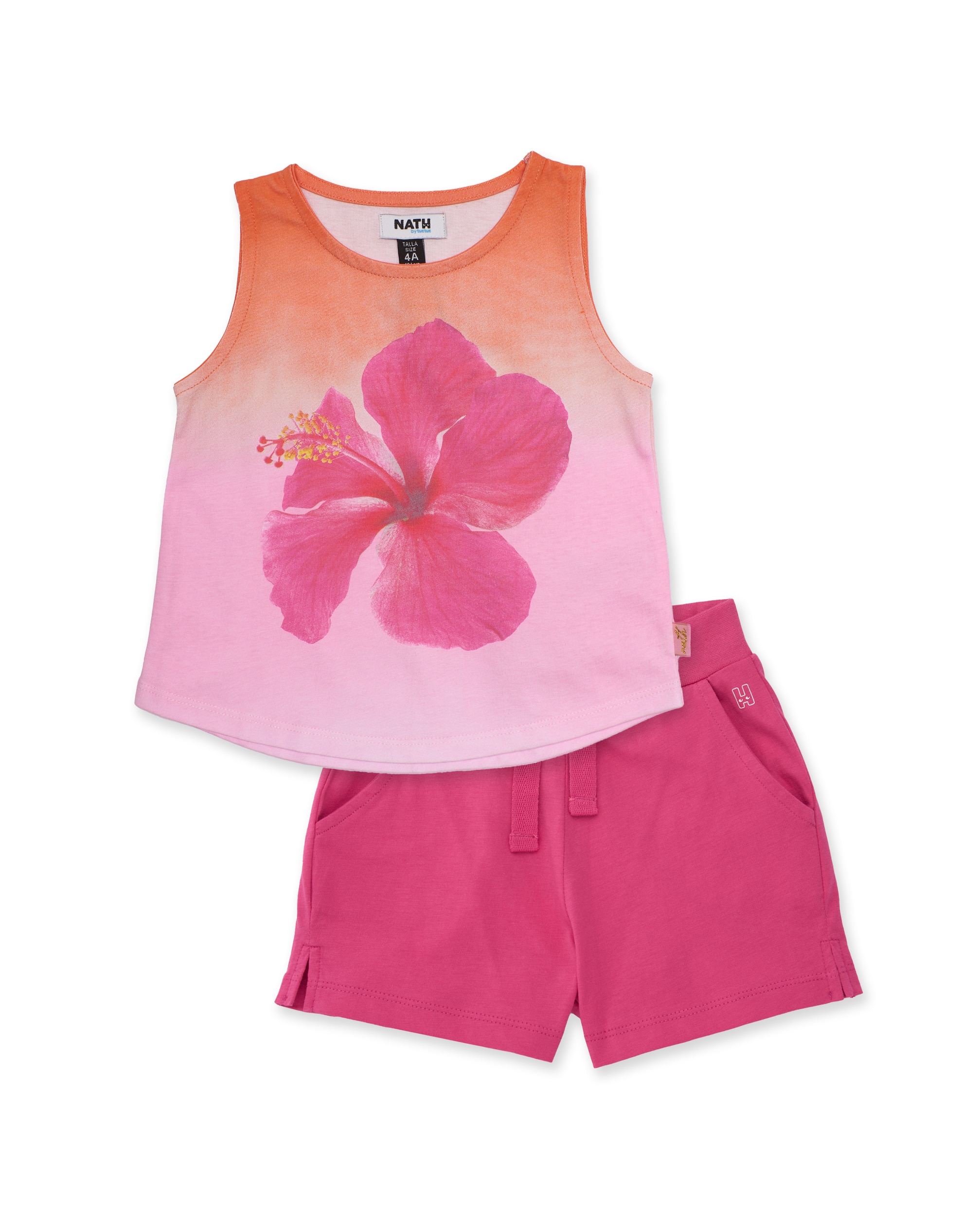 Imagem 0 de Conjunto Infantil de Malha com Estampado de Hibisco