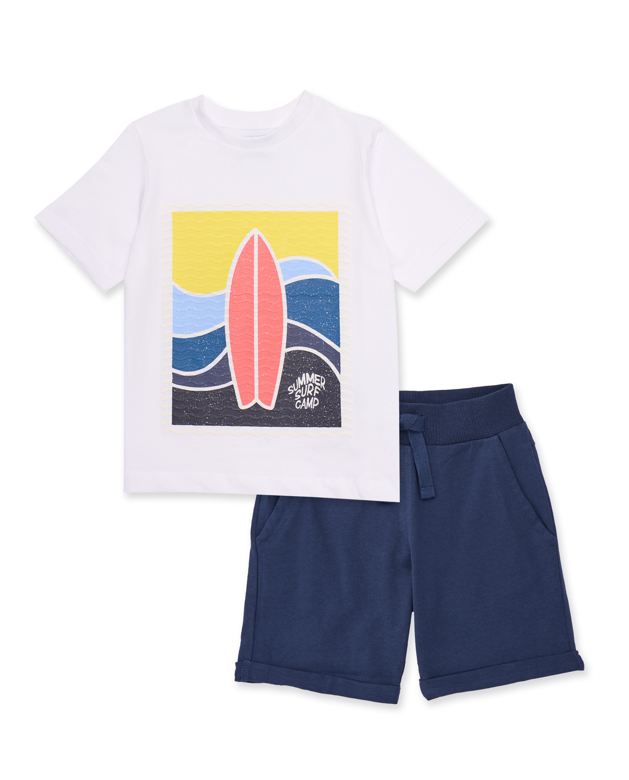 Conjunto Infantil de Malha com Design Surf Branco-1