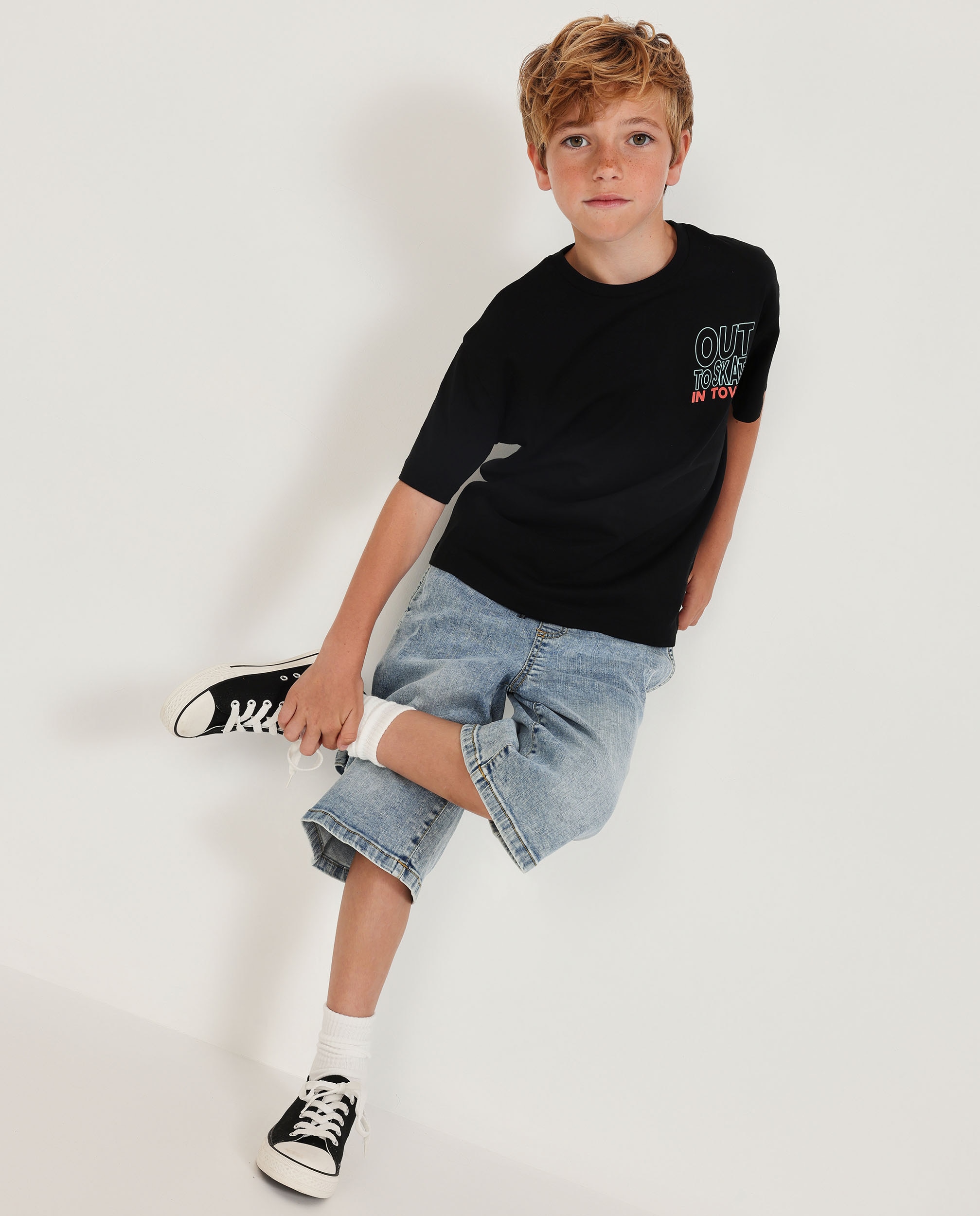 Imagem 0 de Bermudas Infantil de Plana e Tecido Denim