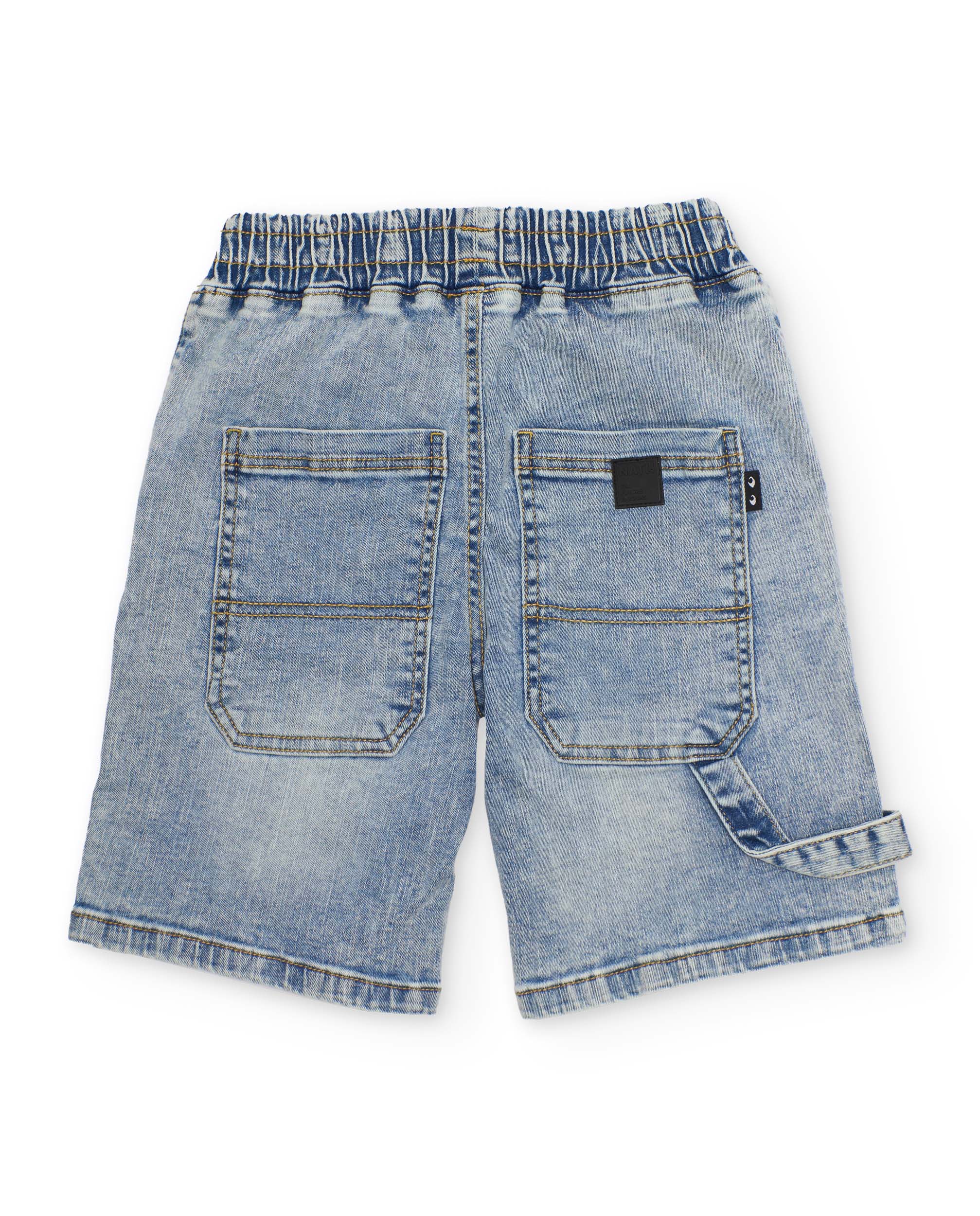 Bermudas Infantil de Plana e Tecido Denim Azul denim-3