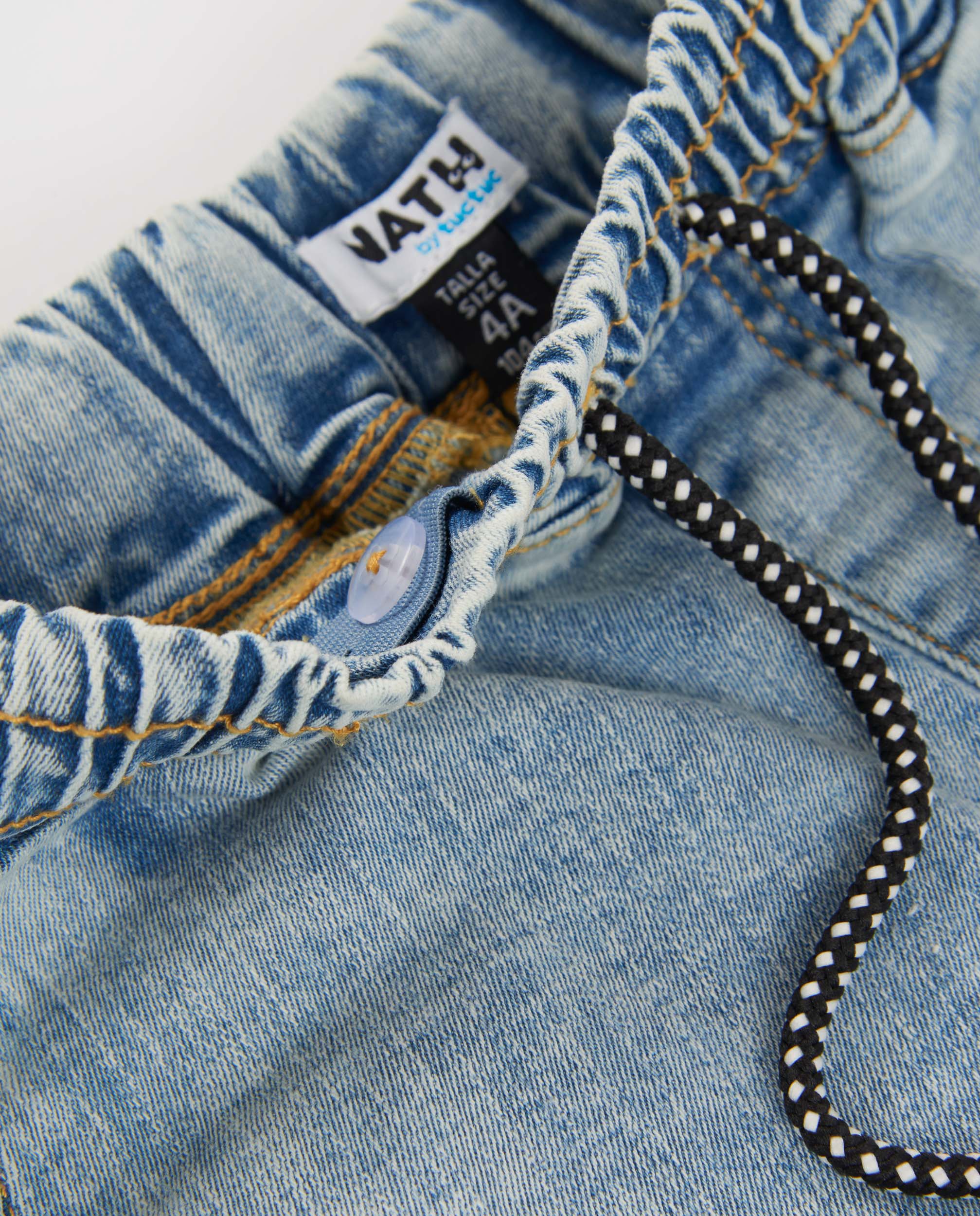 Bermudas Infantil de Plana e Tecido Denim Azul denim-4