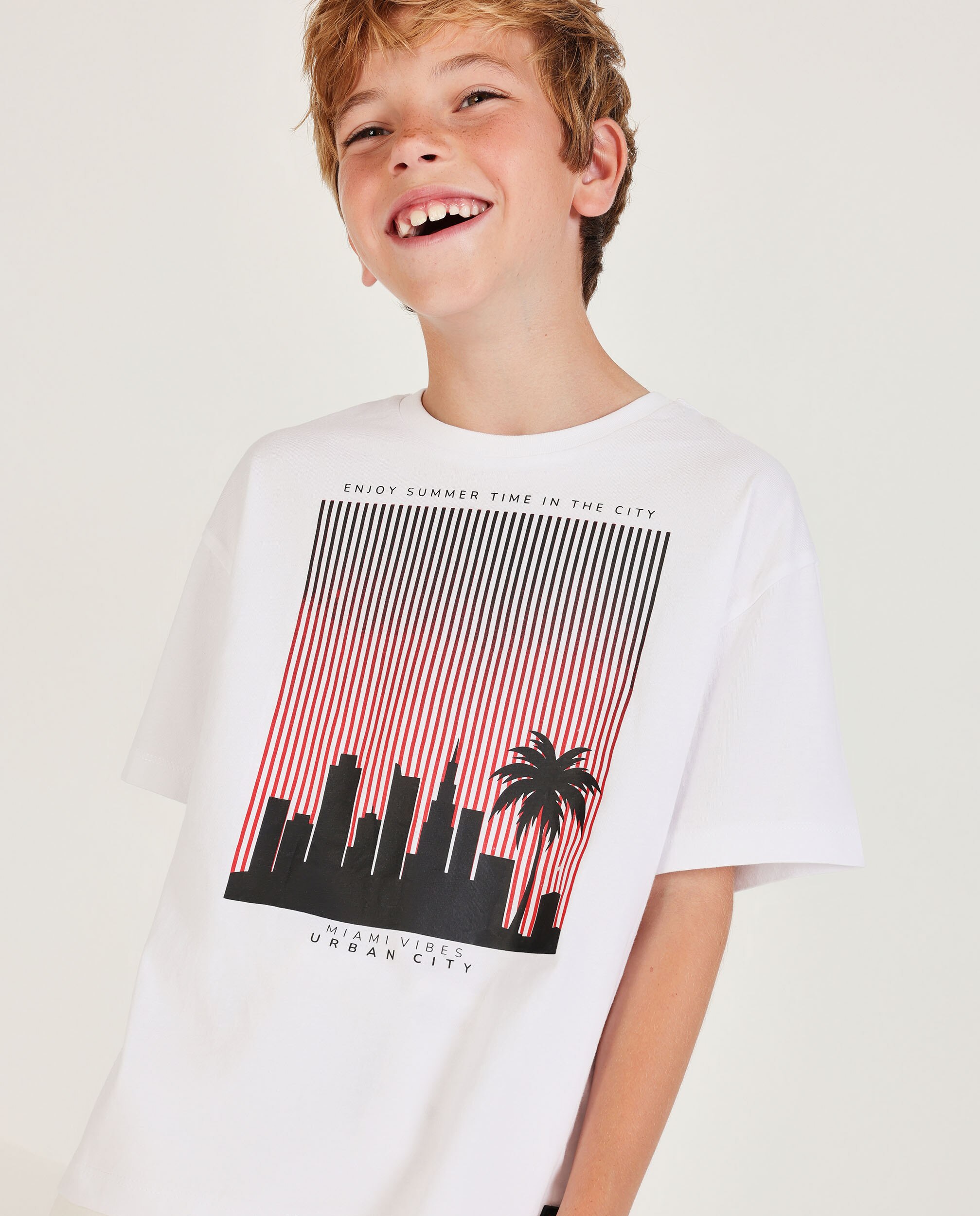 Imagem 0 de T-shirt Infantil de Malha e Estampado com Contraste