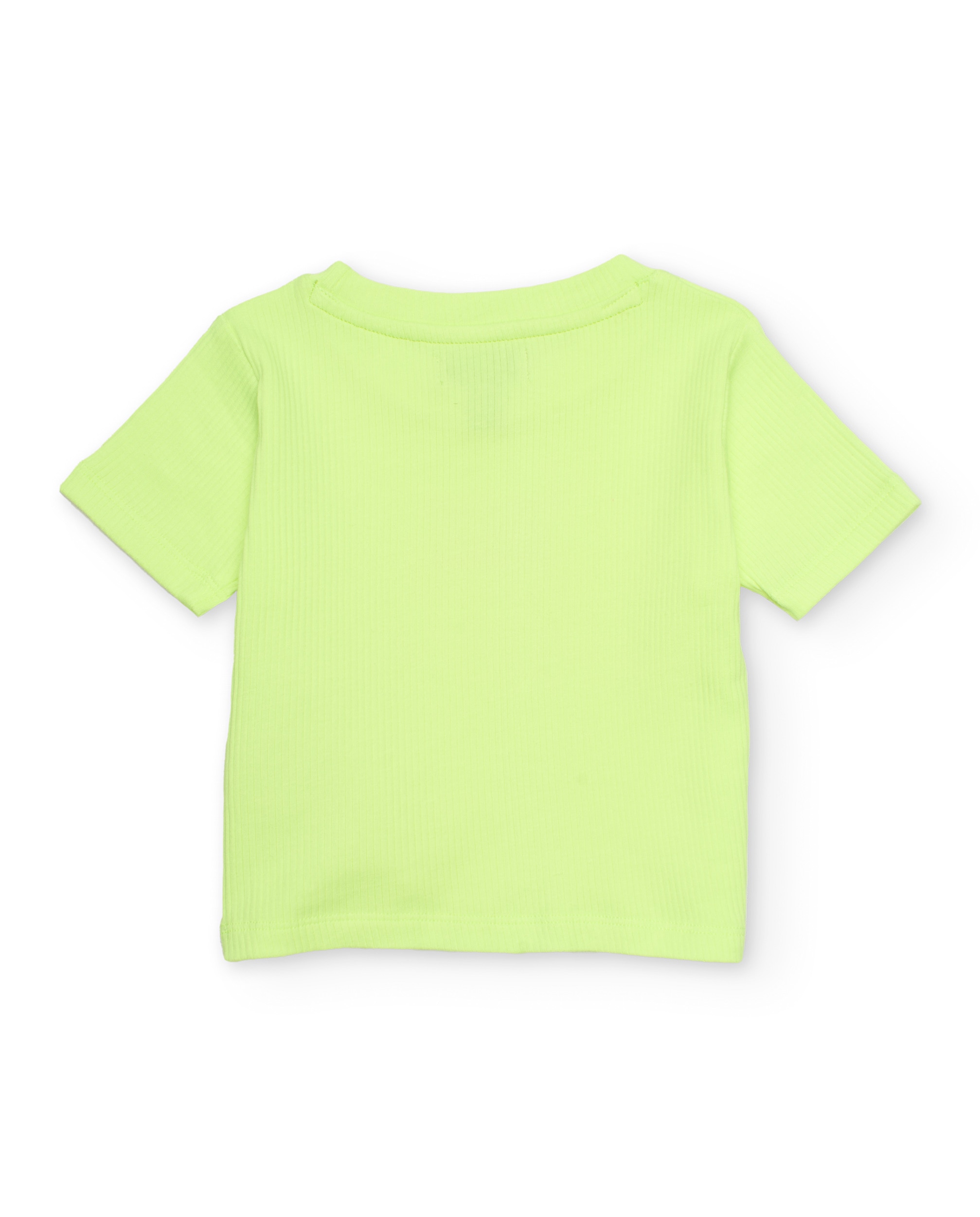T-shirt Infantil de Malha com Tecido Canelado Verde-flúor-2