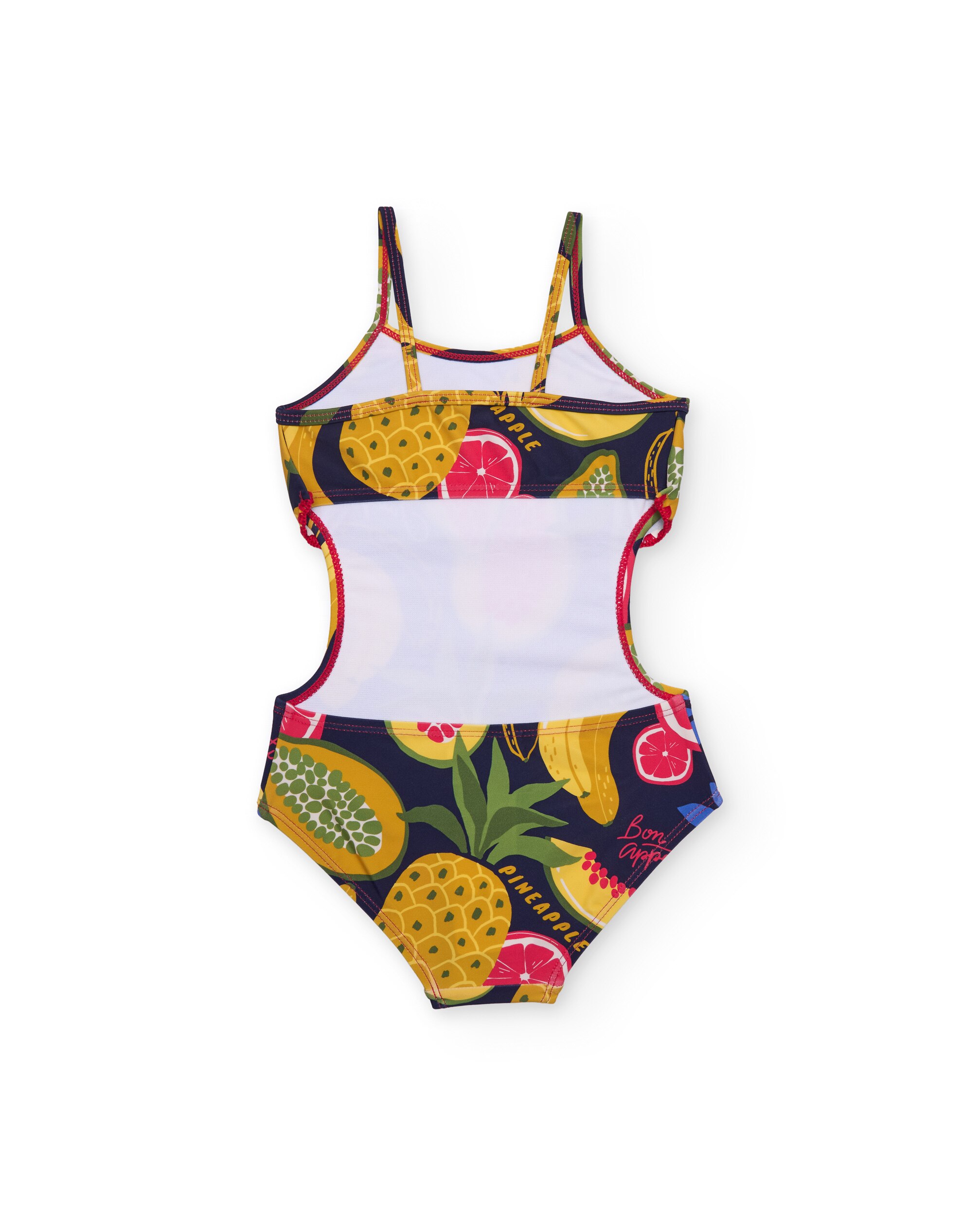 Fato de Banho Infantil de Malha com Folho Frontal Amarelo-2