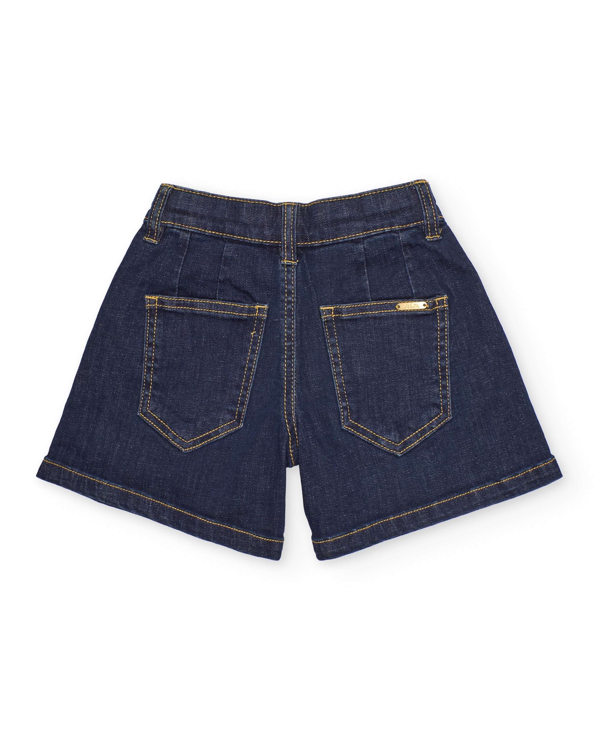 Short Infantil de Plana e Tecido Denim Escuro Azul denim-2