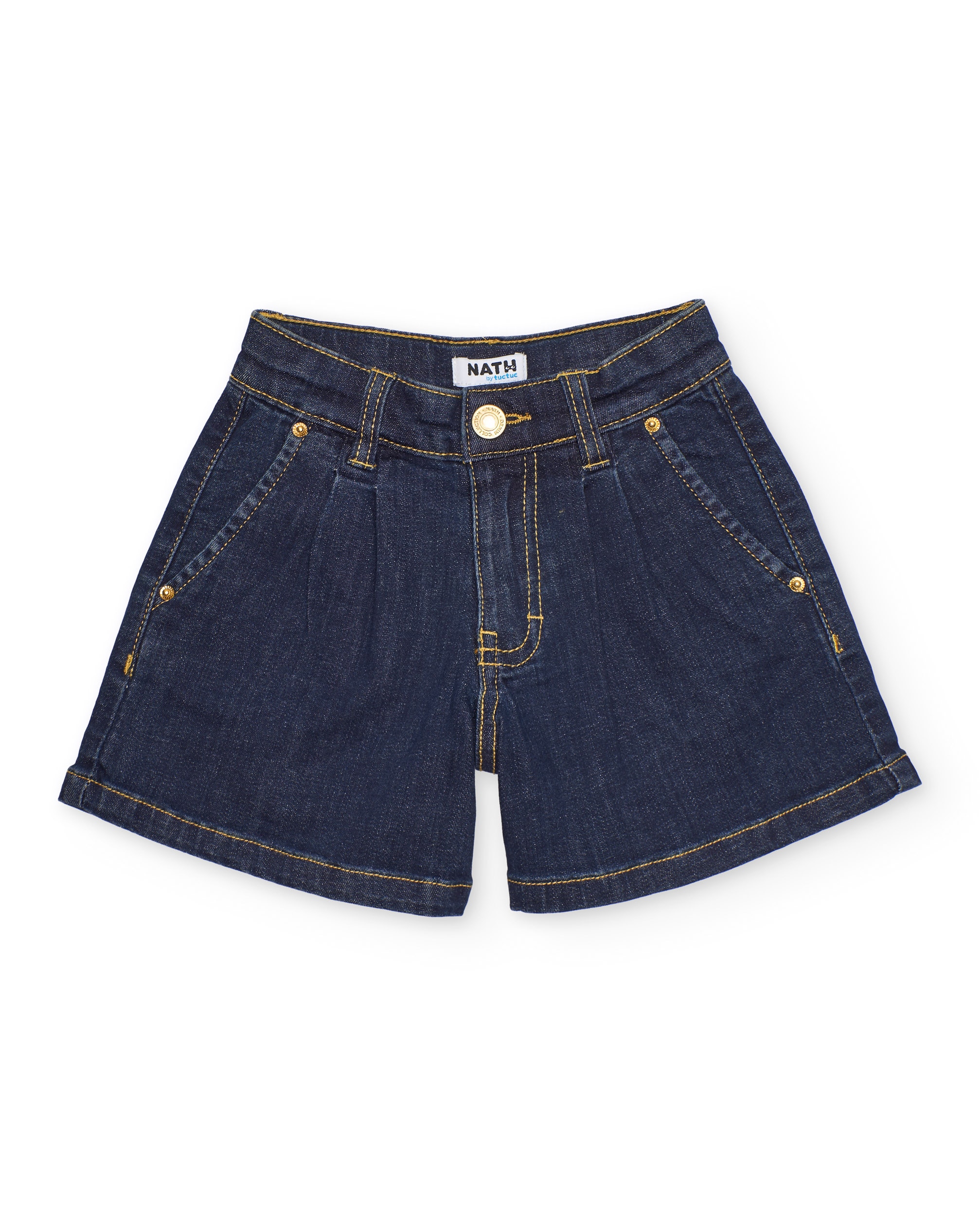 Imagem 0 de Short Infantil de Plana e Tecido Denim Escuro