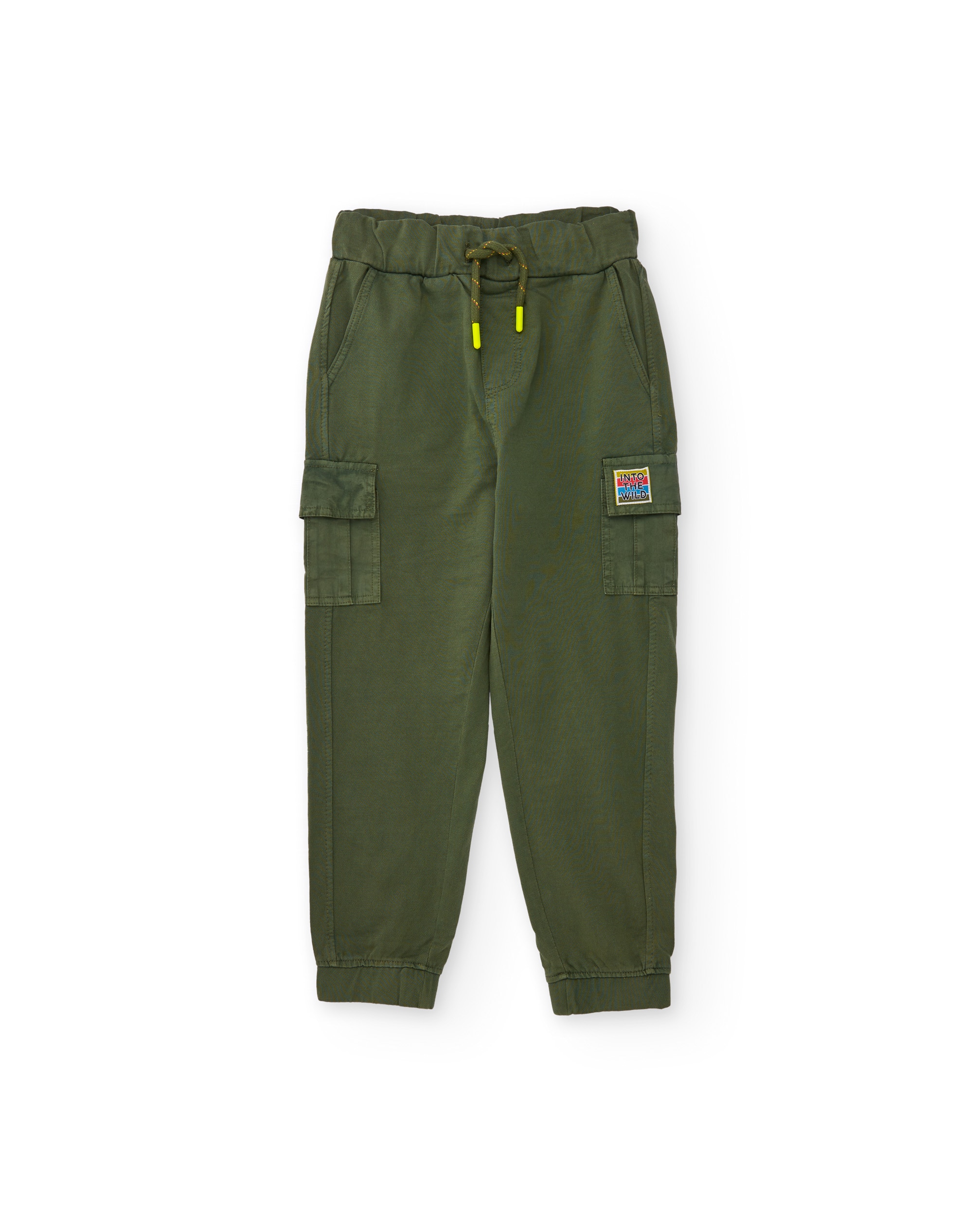 Calças Infantil de Malha com Bolsos Cargo Tuc tuc Verde-militar-1