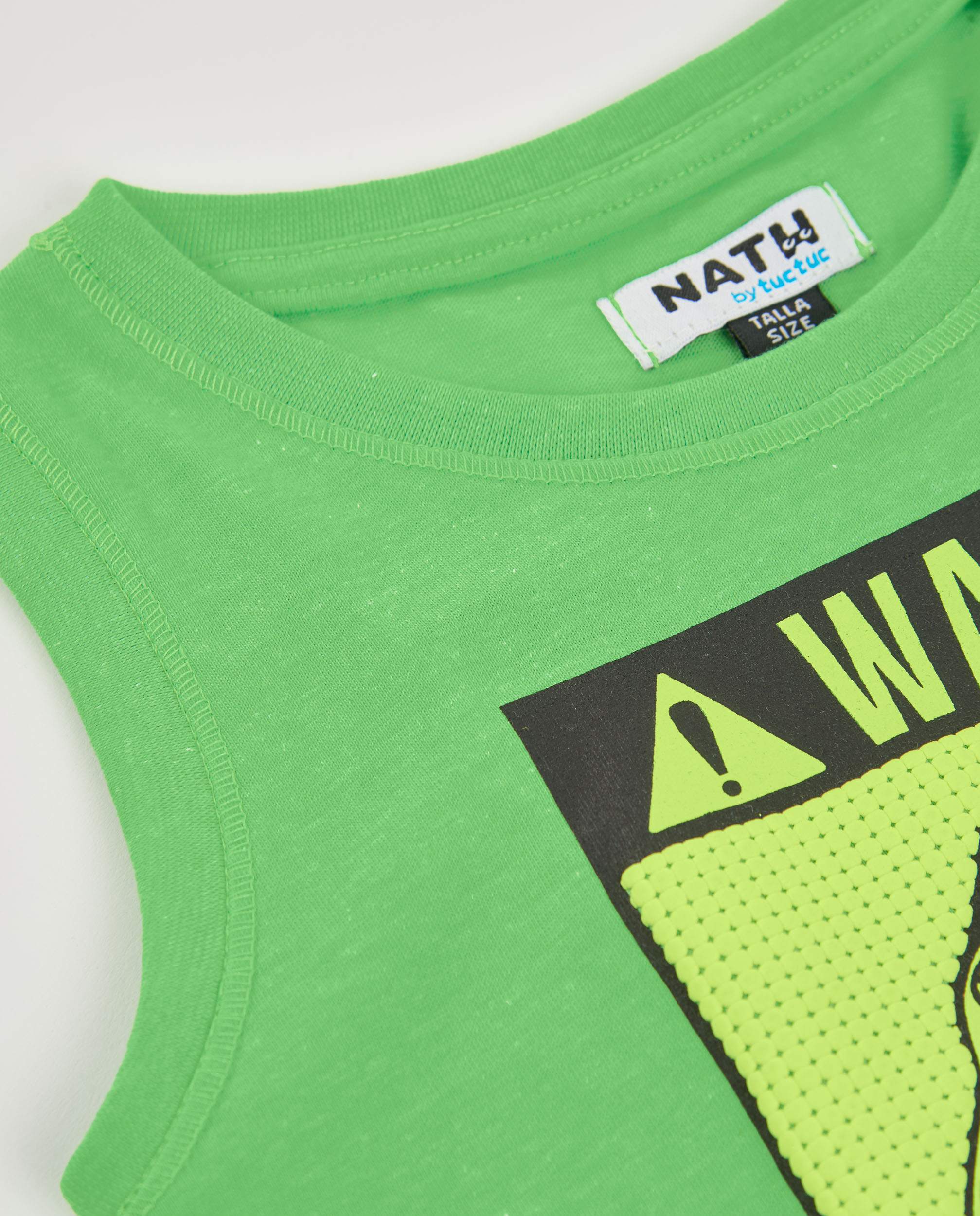 T-shirt Infantil de Malha com Gráfico de Tubarão Tuc tuc Verde-3