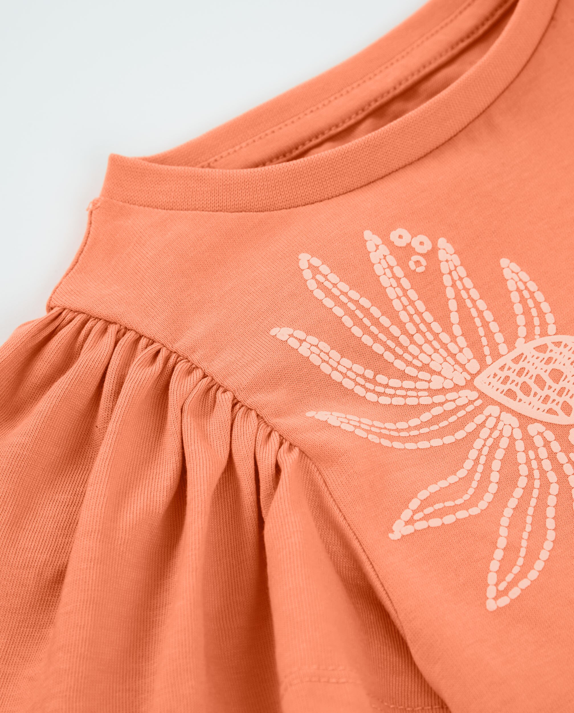 T-shirt Infantil de Malha com Estampado Floral Laranja-3