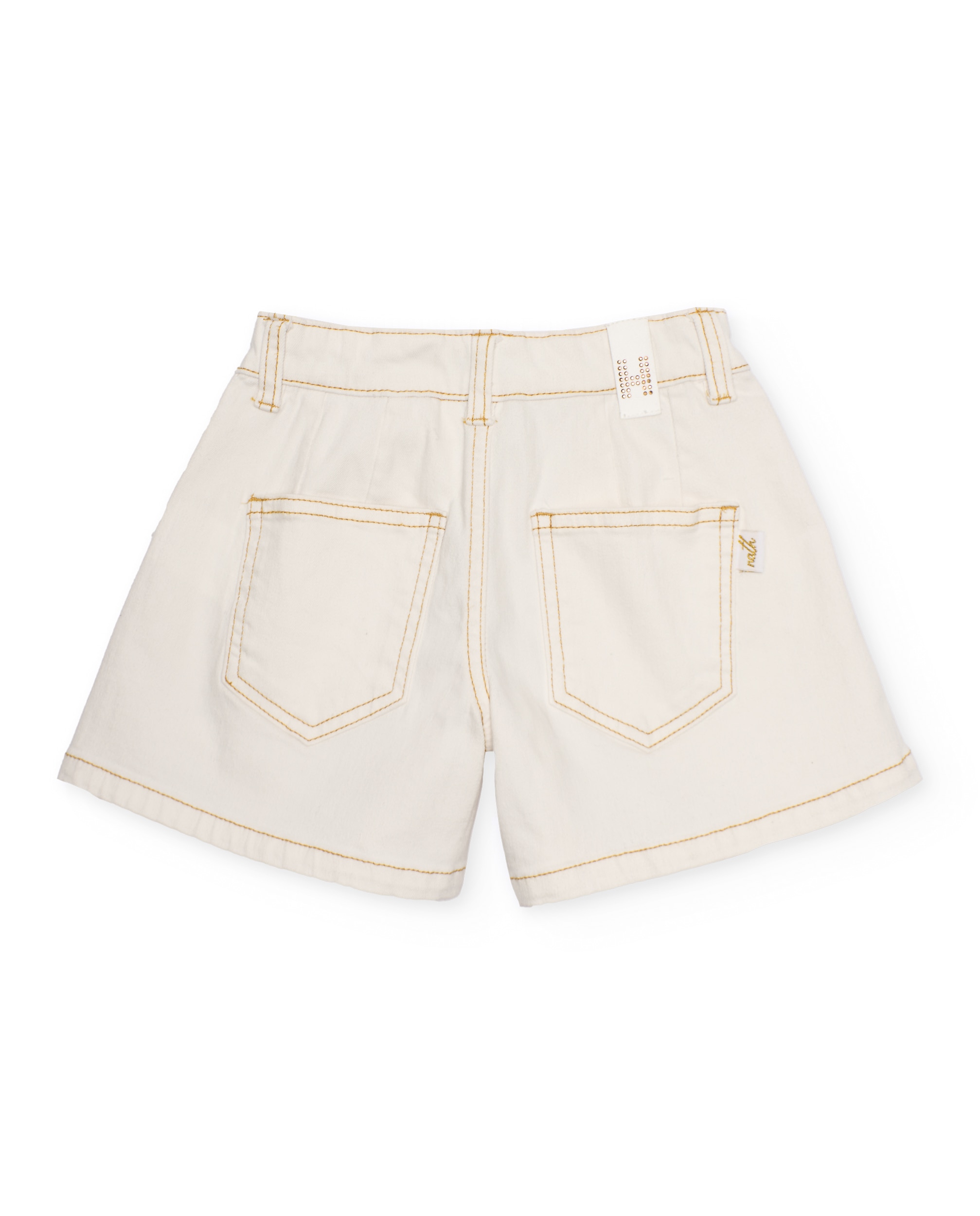 Short Infantil de Plana com Tecido Denim Branco-2