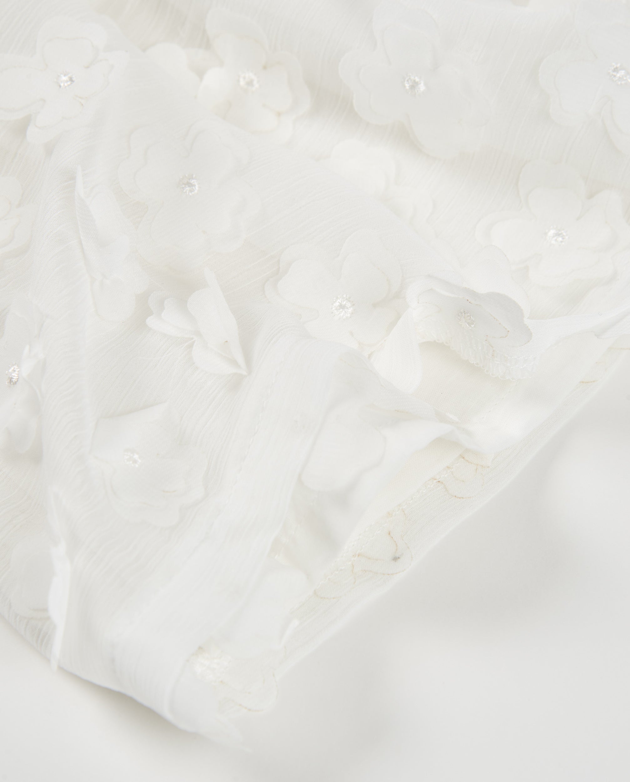 Saia Infantil de Plana com Flores em Relevo Branco-5