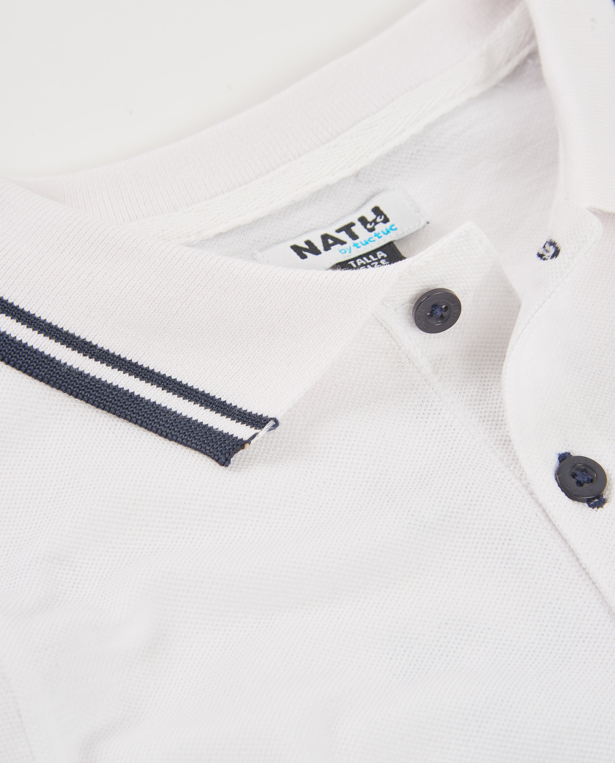 Polo Infantil de Malha com Rebordos em Contraste Tuc tuc Branco-5