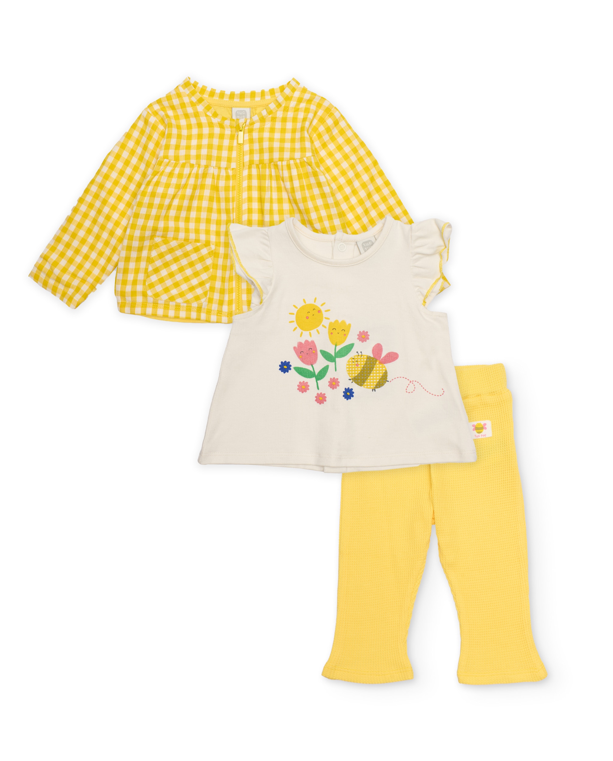 Conjunto para Bebé de Malha de Três Peças Tuc tuc Amarelo-1