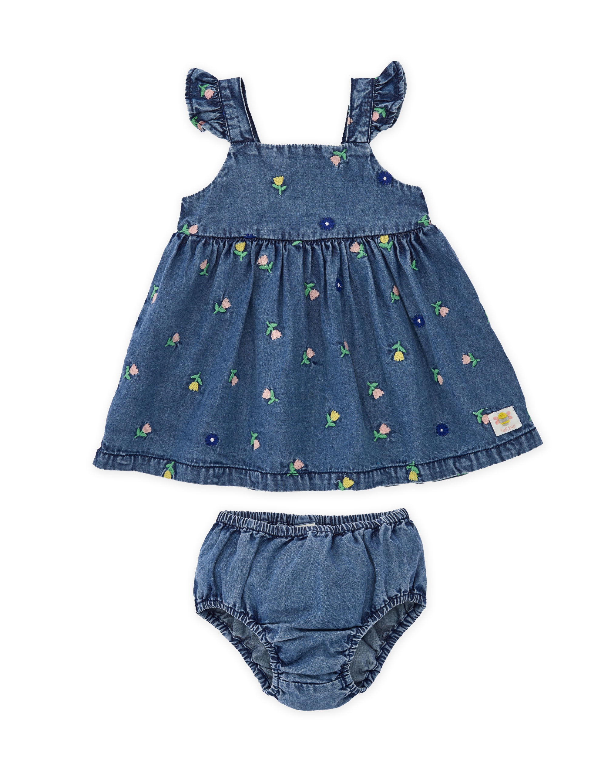 Vestido para Bebé de Plana em Denim Azul denim-2