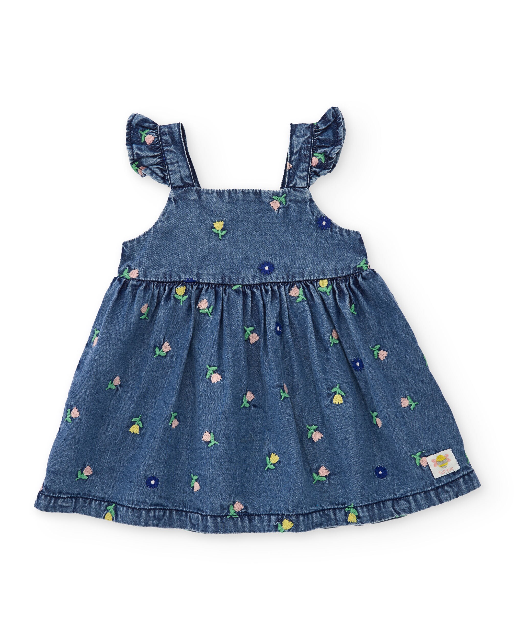 Vestido para Bebé de Plana em Denim Azul denim-3