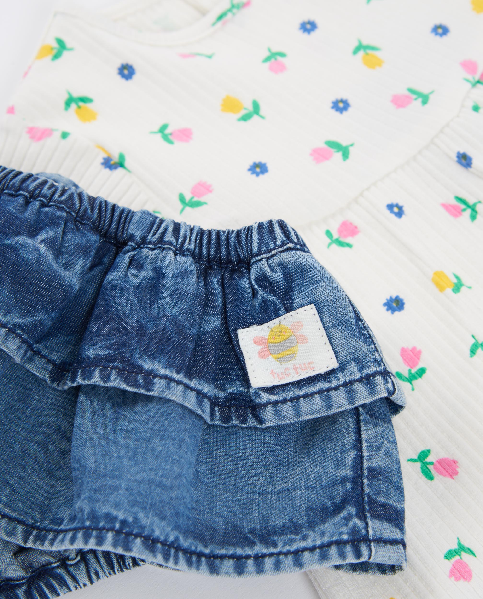 Conjunto para Bebé de Malha e Design Floral Tuc tuc Bege-6