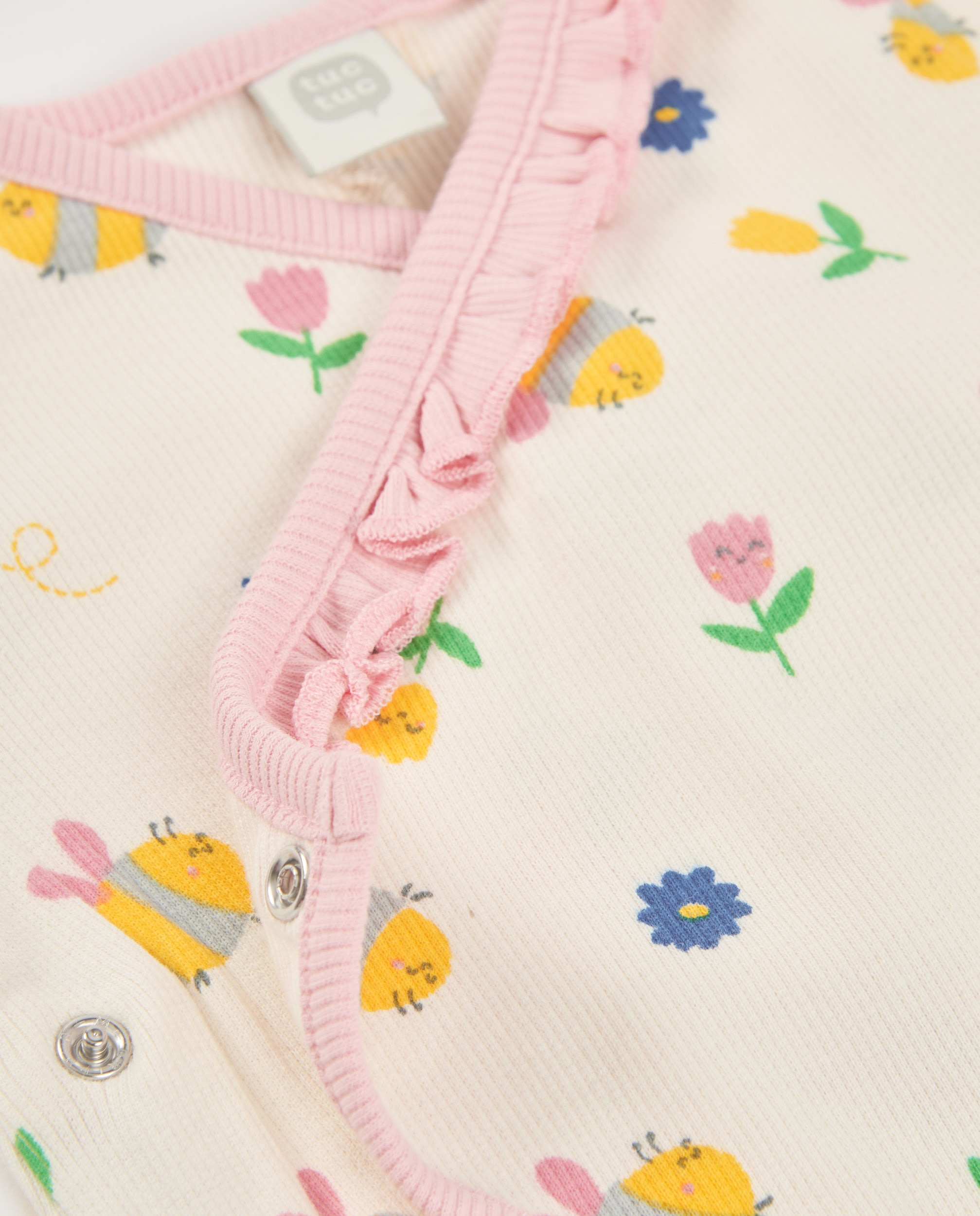 Babygrow para Bebé de Malha e Estampado Floral Tuc tuc Bege-3