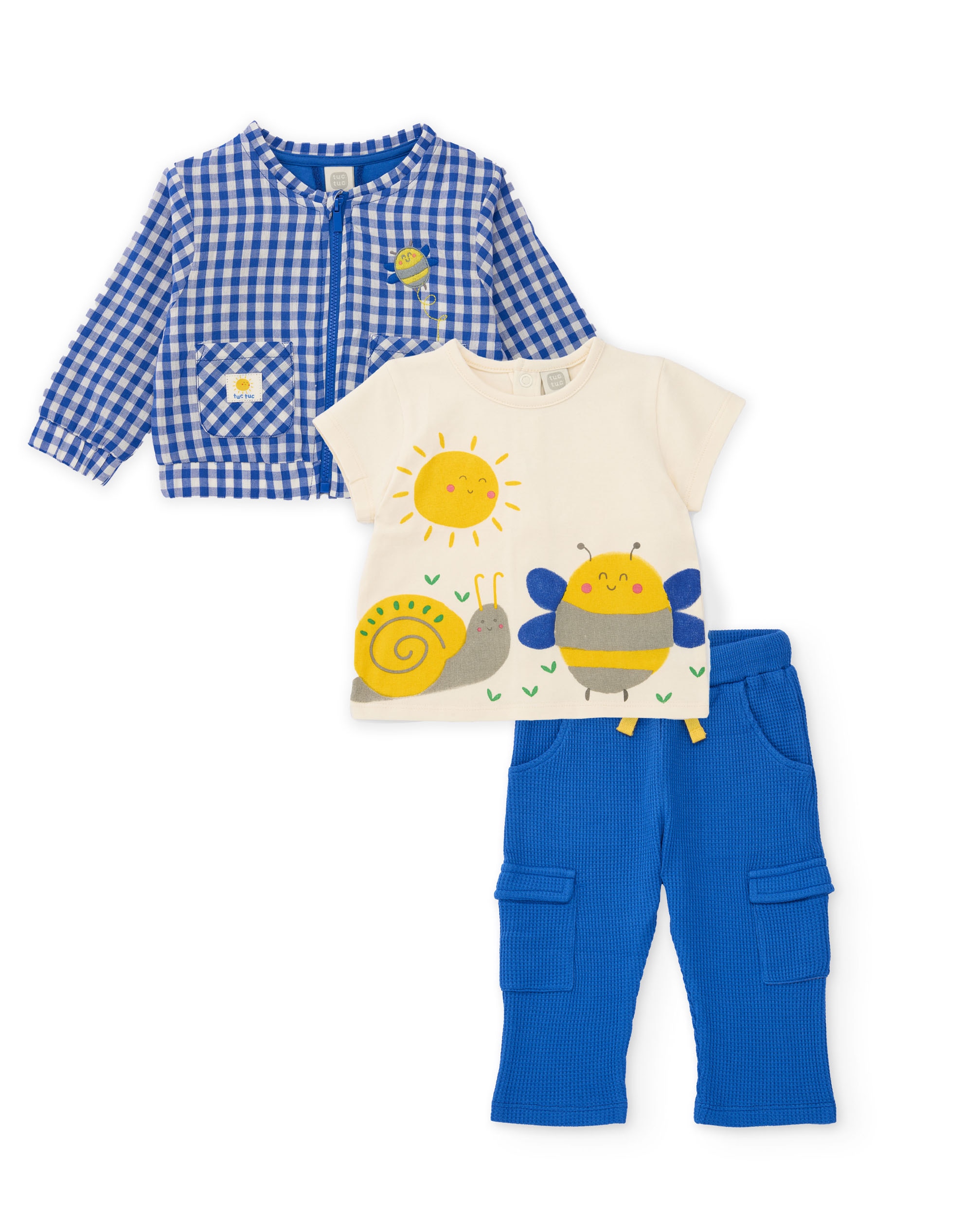 Conjunto para Bebé de Malha de Três Peças Tuc tuc Azul-1