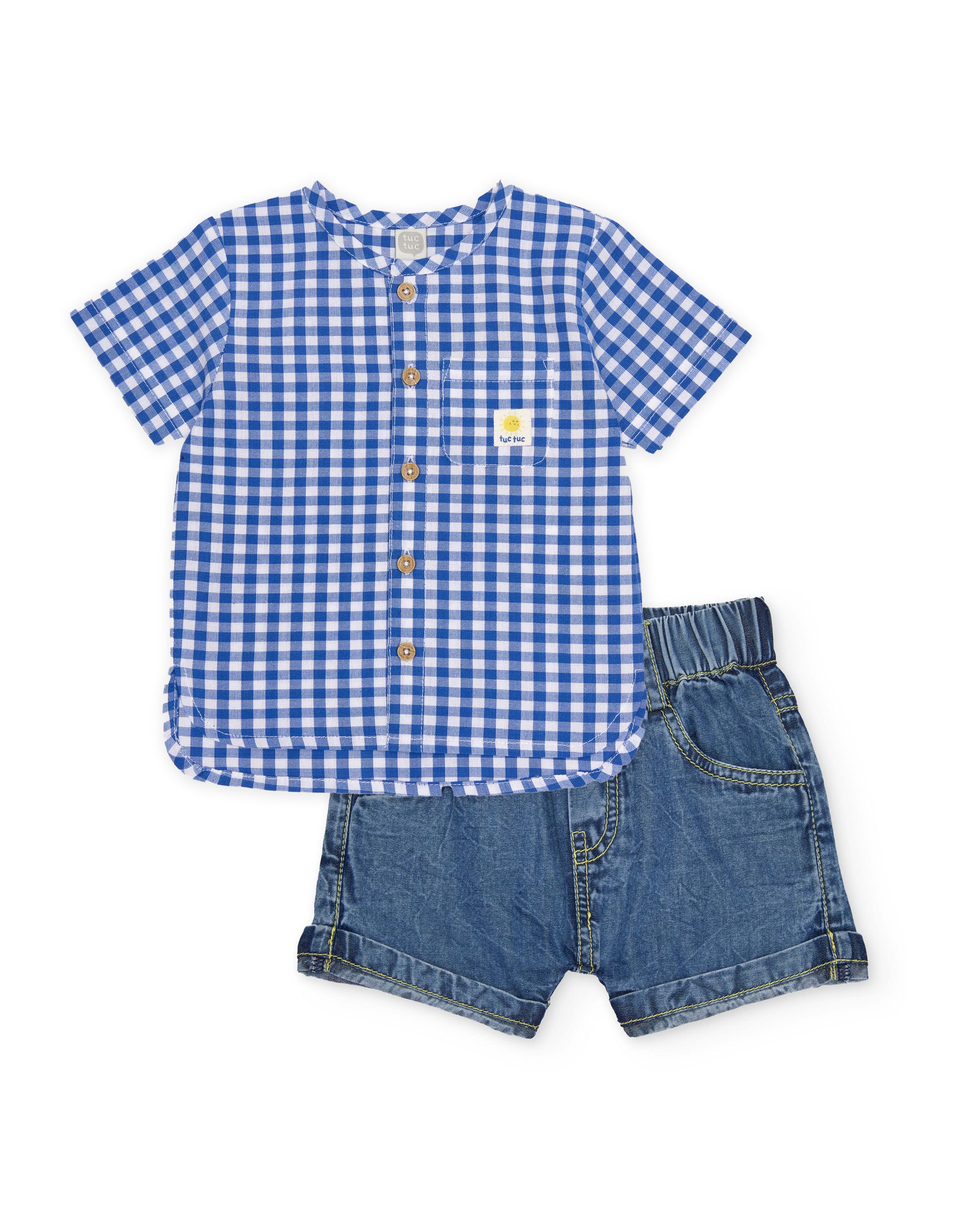 Conjunto para Bebé de Plana e Estampado Vichy Tuc tuc Azul-1