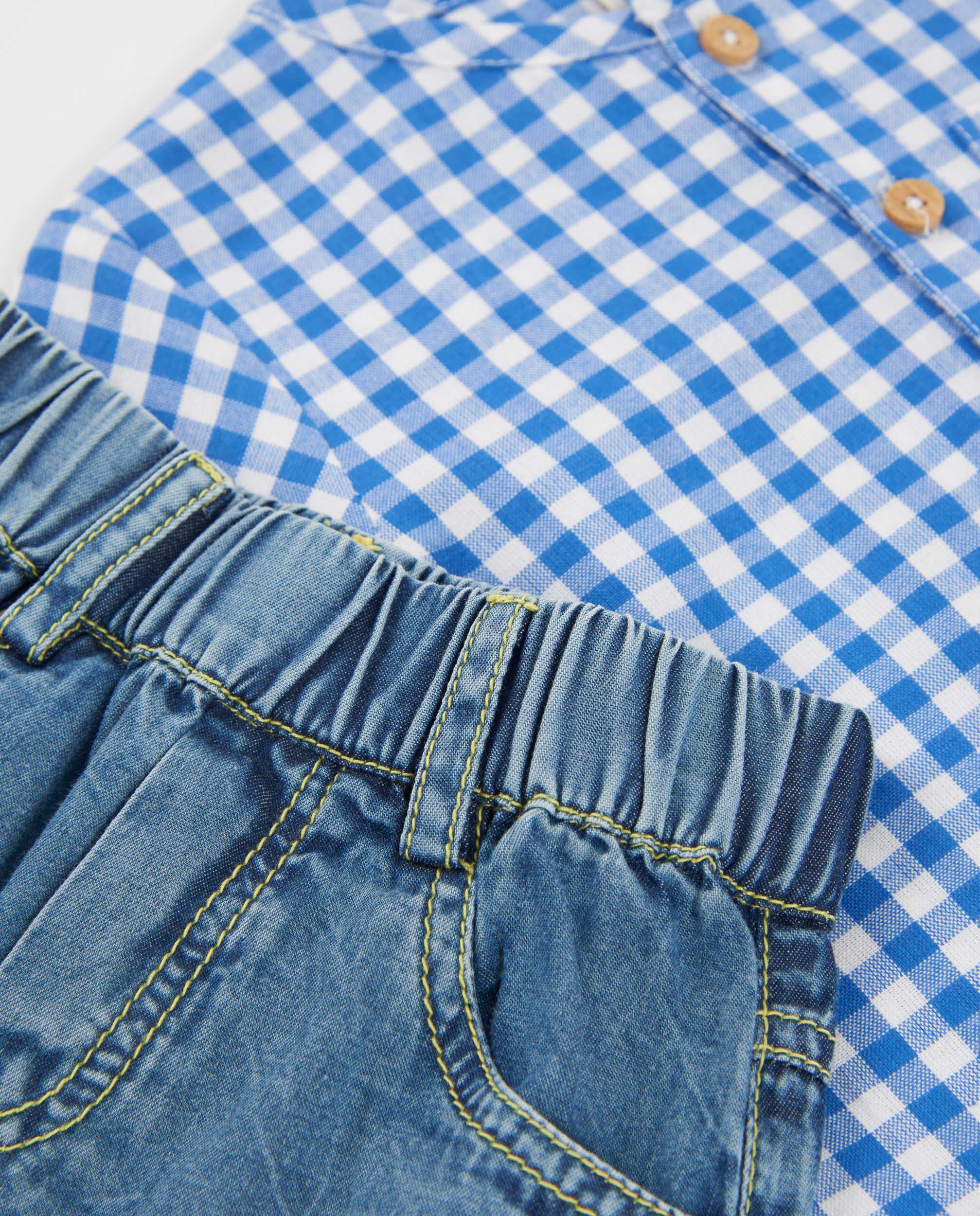 Conjunto para Bebé de Plana e Estampado Vichy Tuc tuc Azul-6