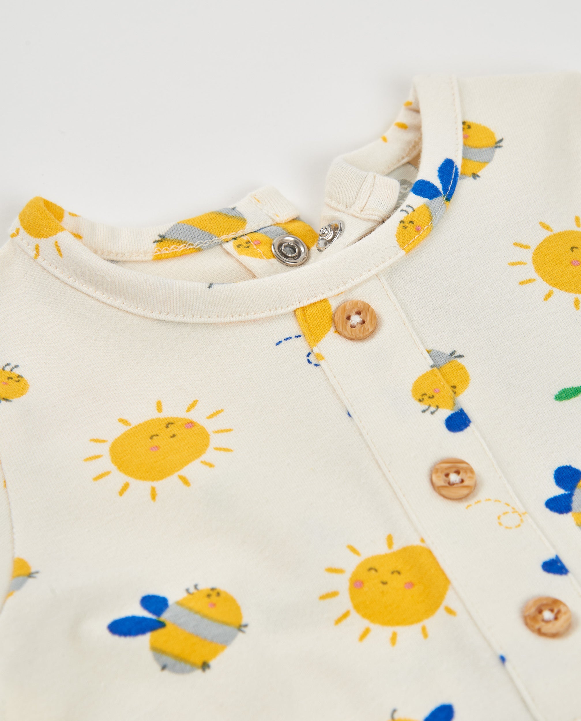 Babygrow para Recém-nascido de Malha e Fecho de Molas Amarelo-4