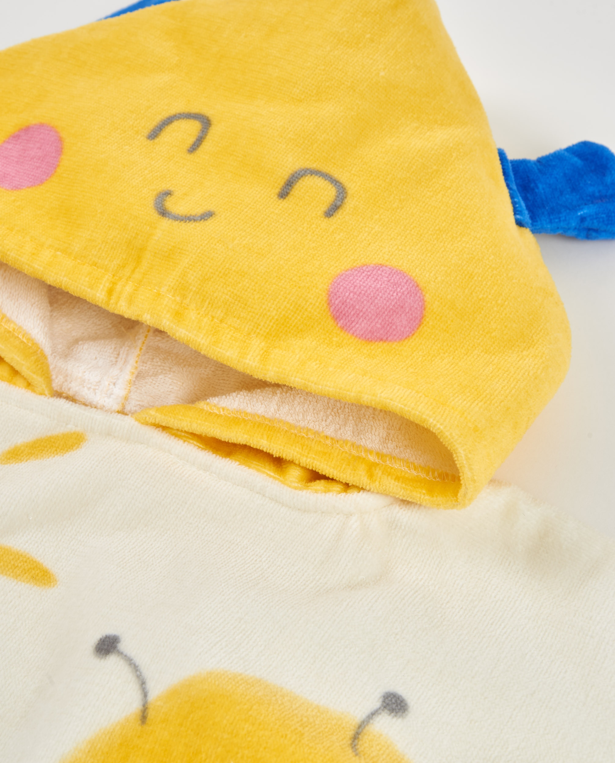 Toalha Poncho para Recém-nascido de Malha e Detalhes em Relevo Tuc tuc Amarelo-3