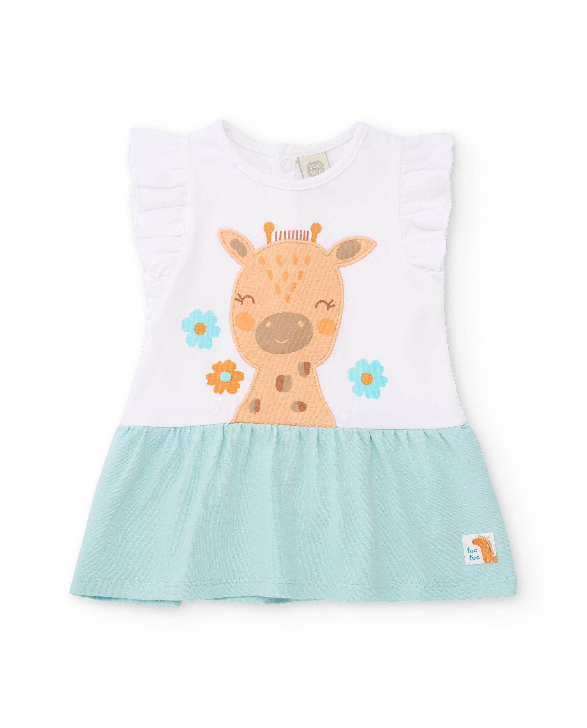 Vestido para Bebé de Malha e Design de Girafas Tuc tuc Branco-2